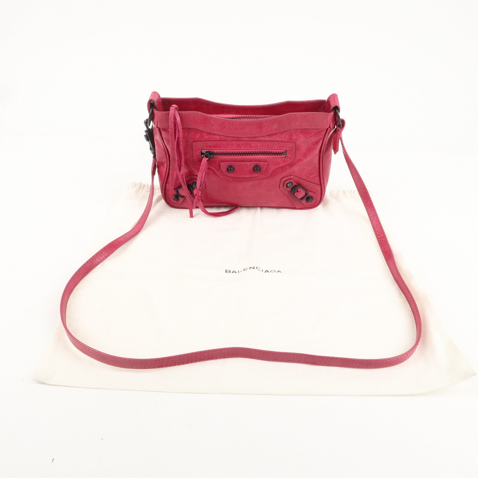 BALENCIAGA The Hip Leather Shoulder Bag Crossbody Bag Pink 242803