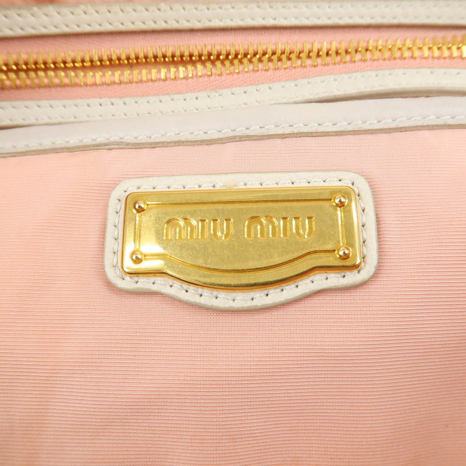 MIU MIU Nylon Leather Chain Tote Bag Shoulder Bag Pink Used