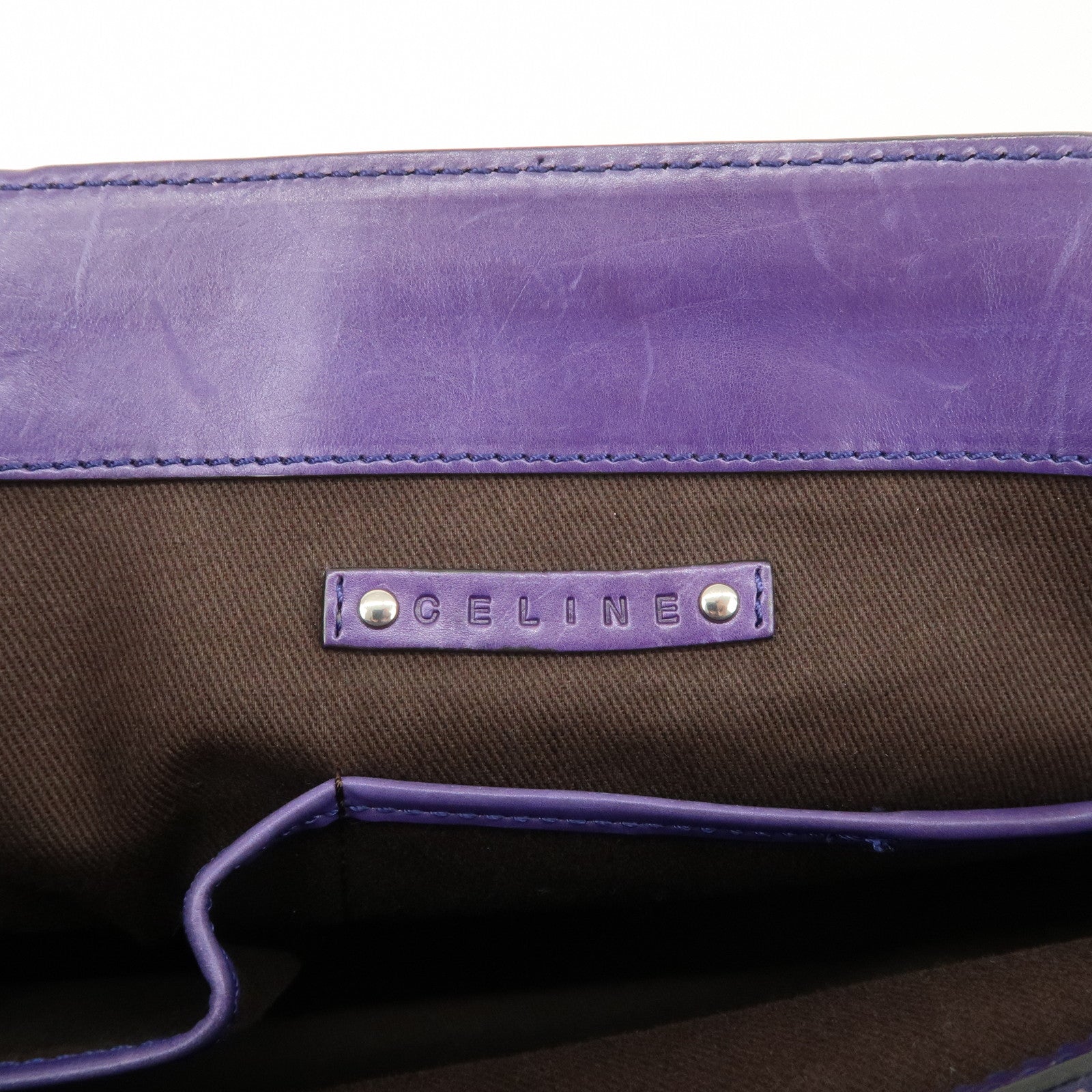 CELINE Leather Boogie Bag Hand Bag Purple