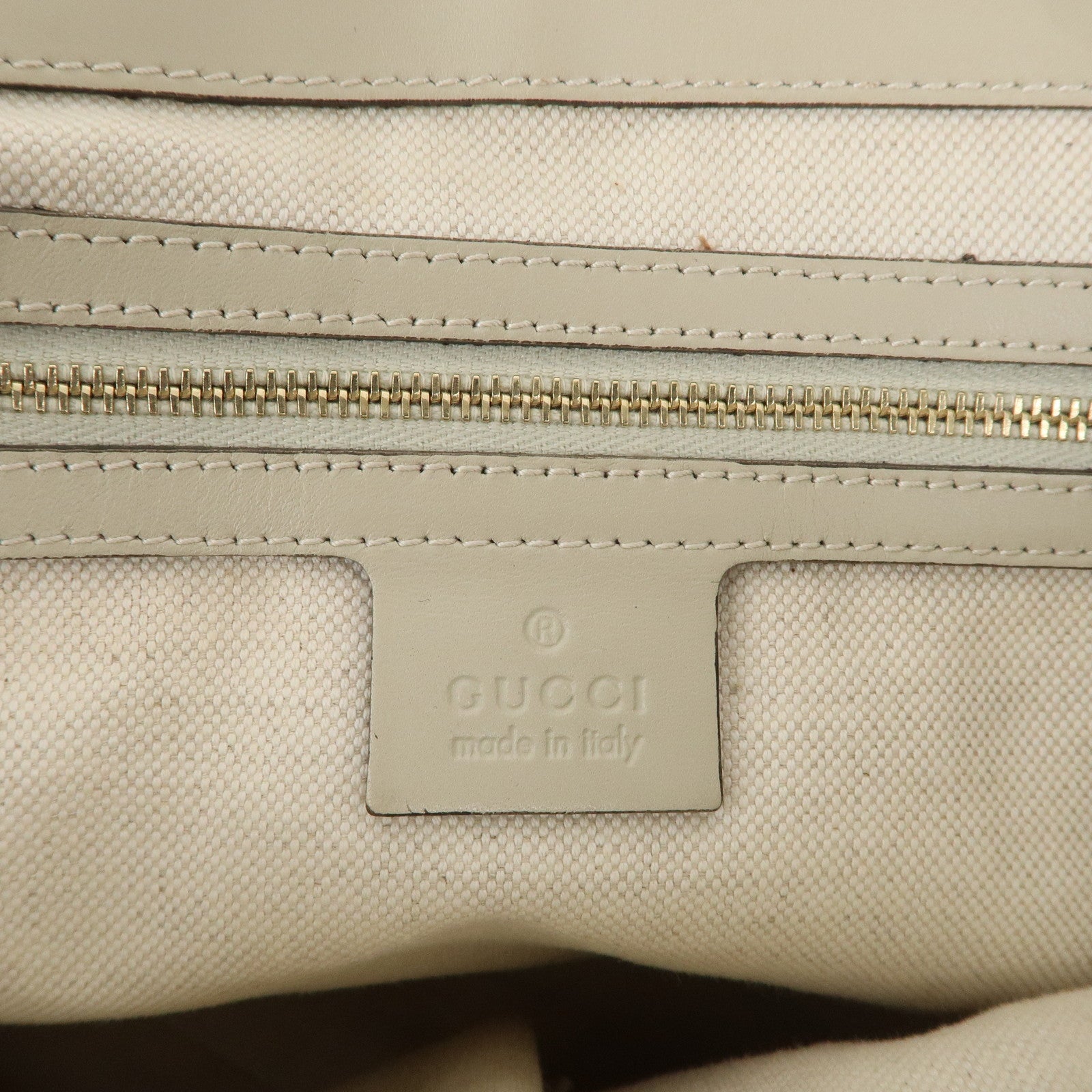 GUCCI Lovely GG Canvas Leather Tote Bag Hand Bag Ivory 257069