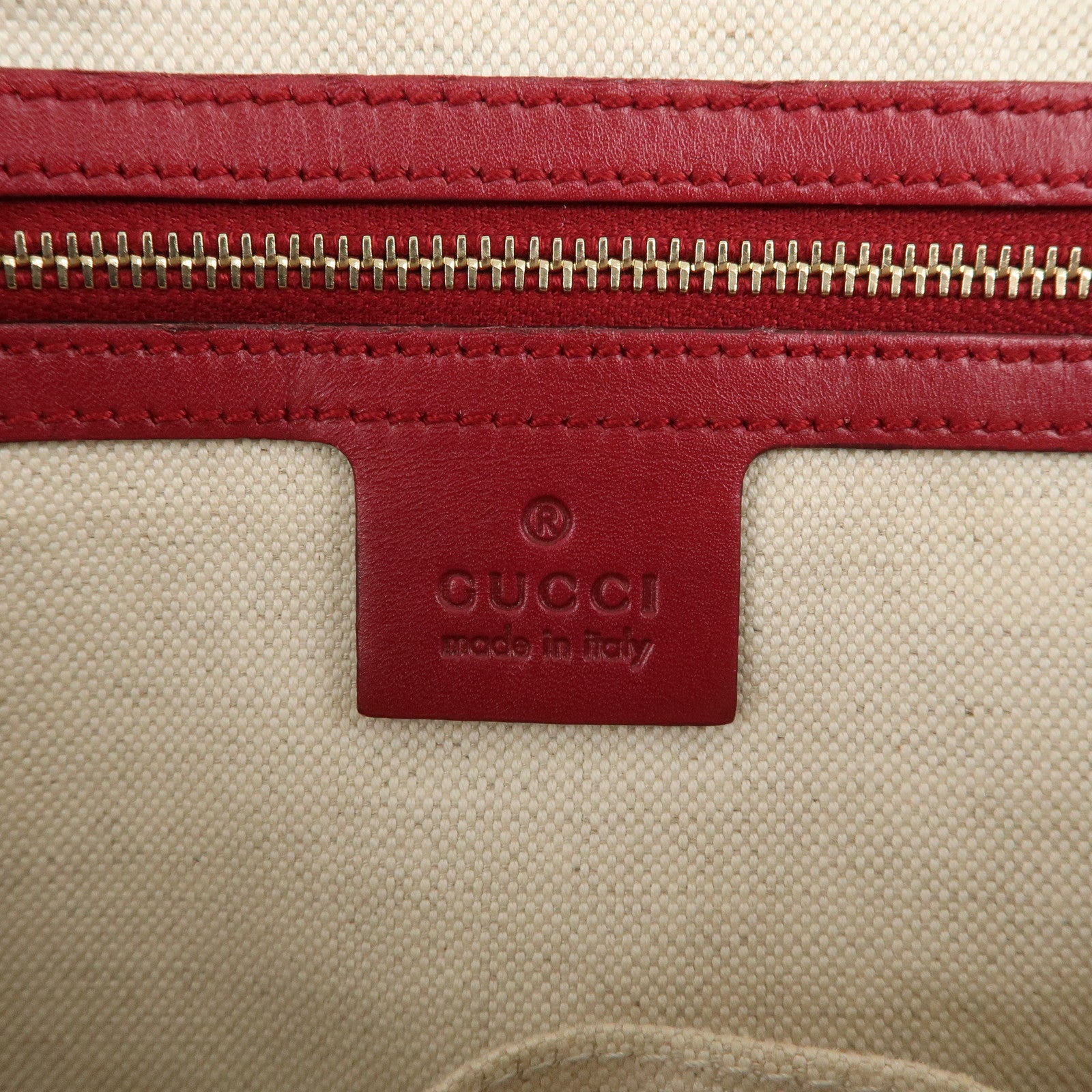 GUCCI Lovely GG Canvas Leather Tote Bag Hand Bag Red 257069