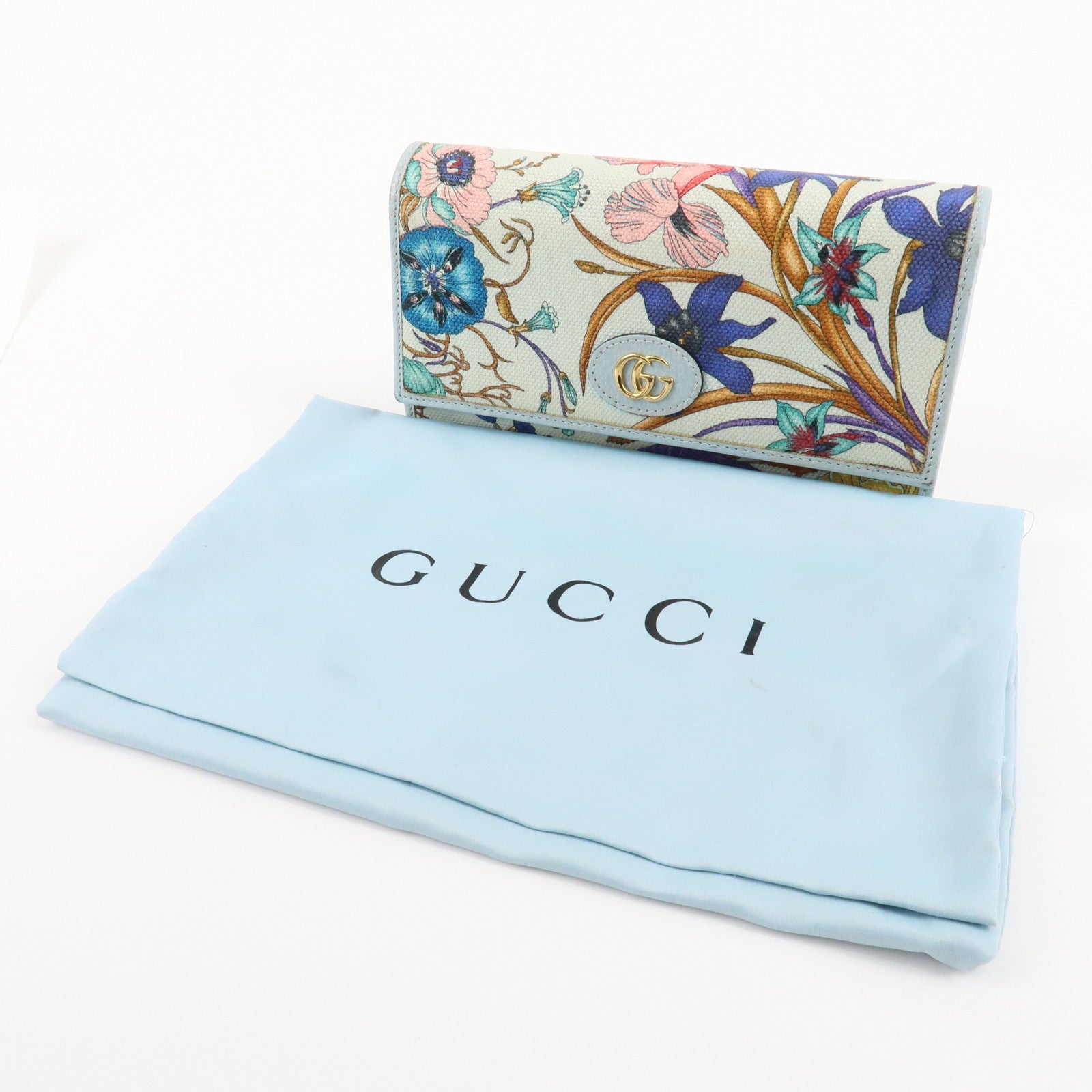 GUCCI Flora GG Marmont Canvas Leather Continental Wallet 577343 Used