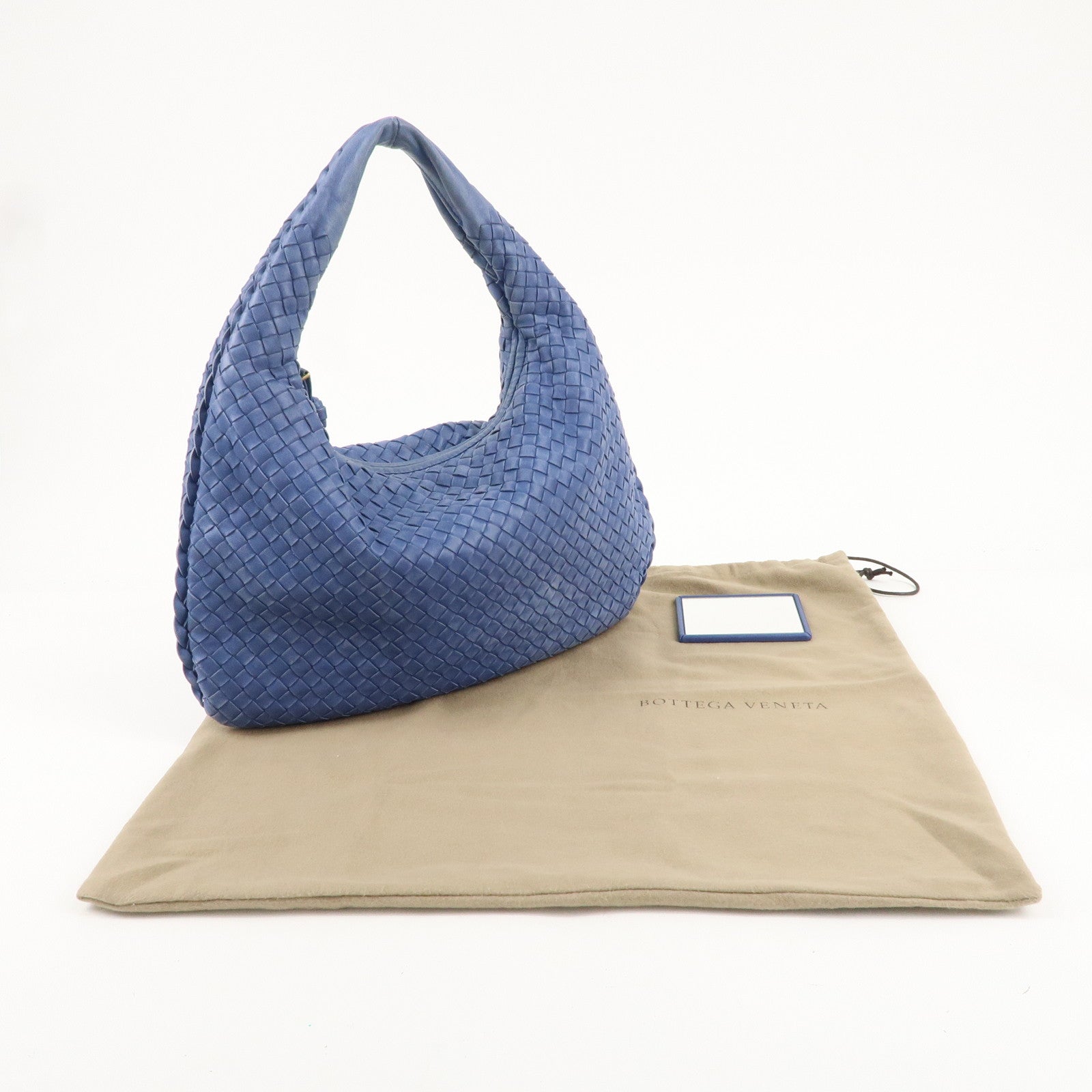 BOTTEGA VENETA Intrecciato Hobo Leather Shoulder Bag Blue 115653