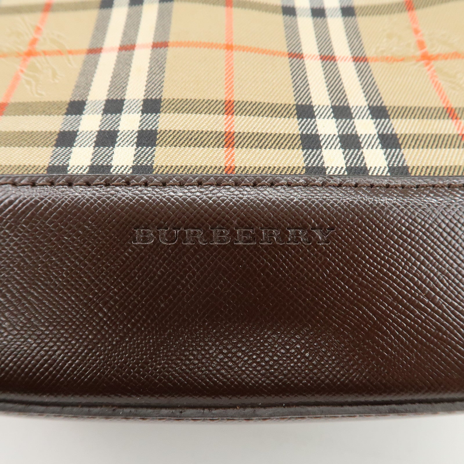 BURBERRY Nylon Leather Nova Plaid Shoulder Hand Bag Beige Black