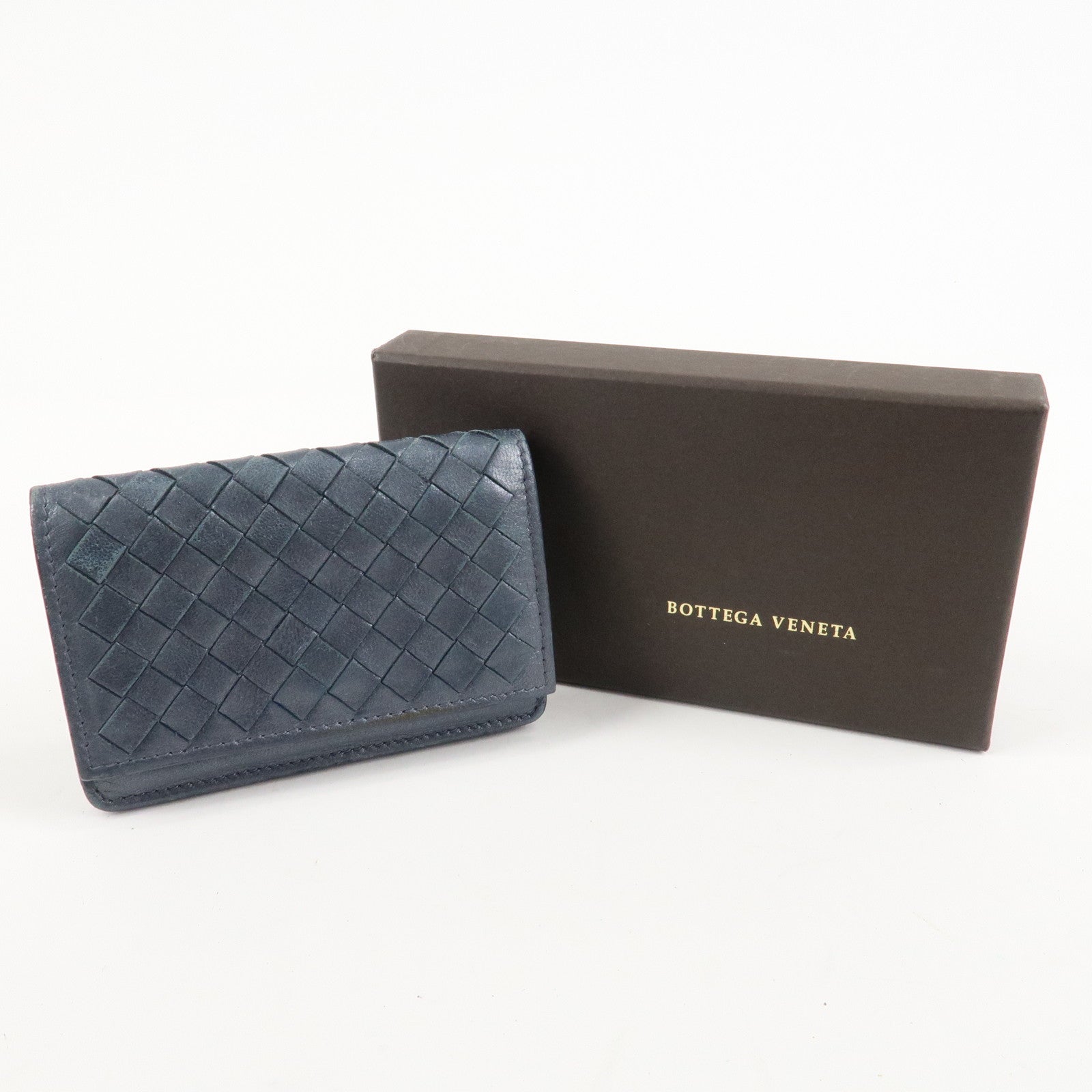 BOTTEGA VENETA Intrecciato Leather Card Case Gray 133945