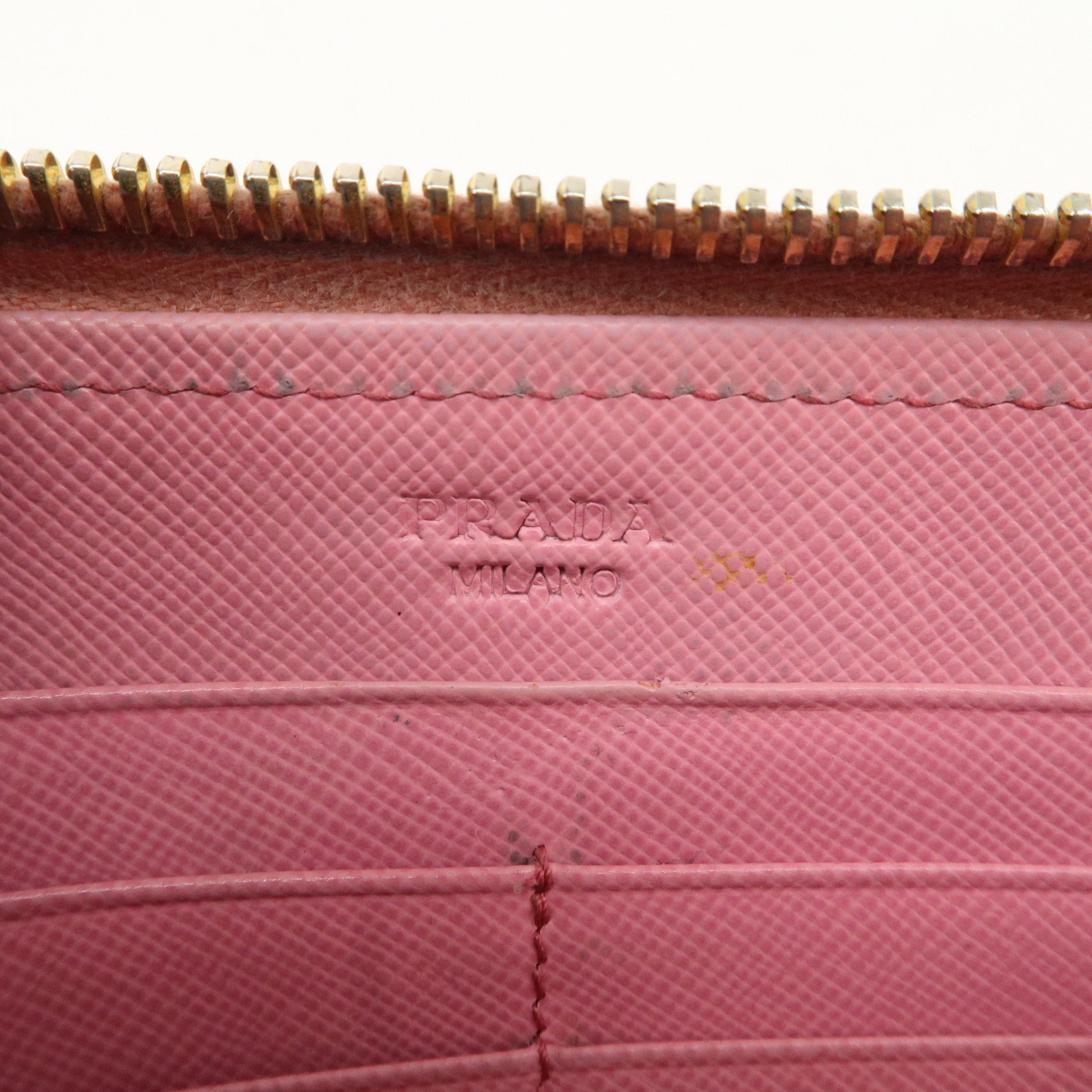 PRADA Saffiano Leather Set of 2 Long Wallet Pink 1MH132 1ML506 Used