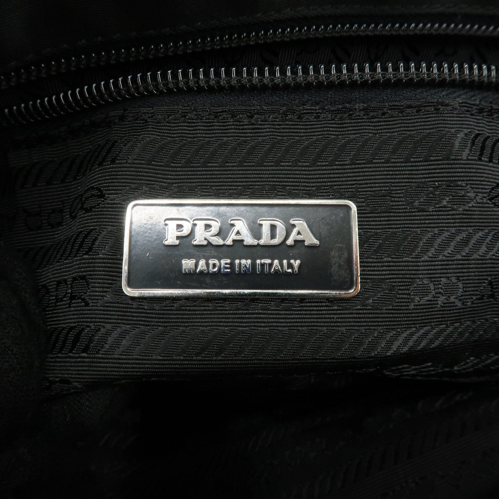 PRADA Traiangle Logo Nylon Leather Flower Tote Bag Black B11033 Used