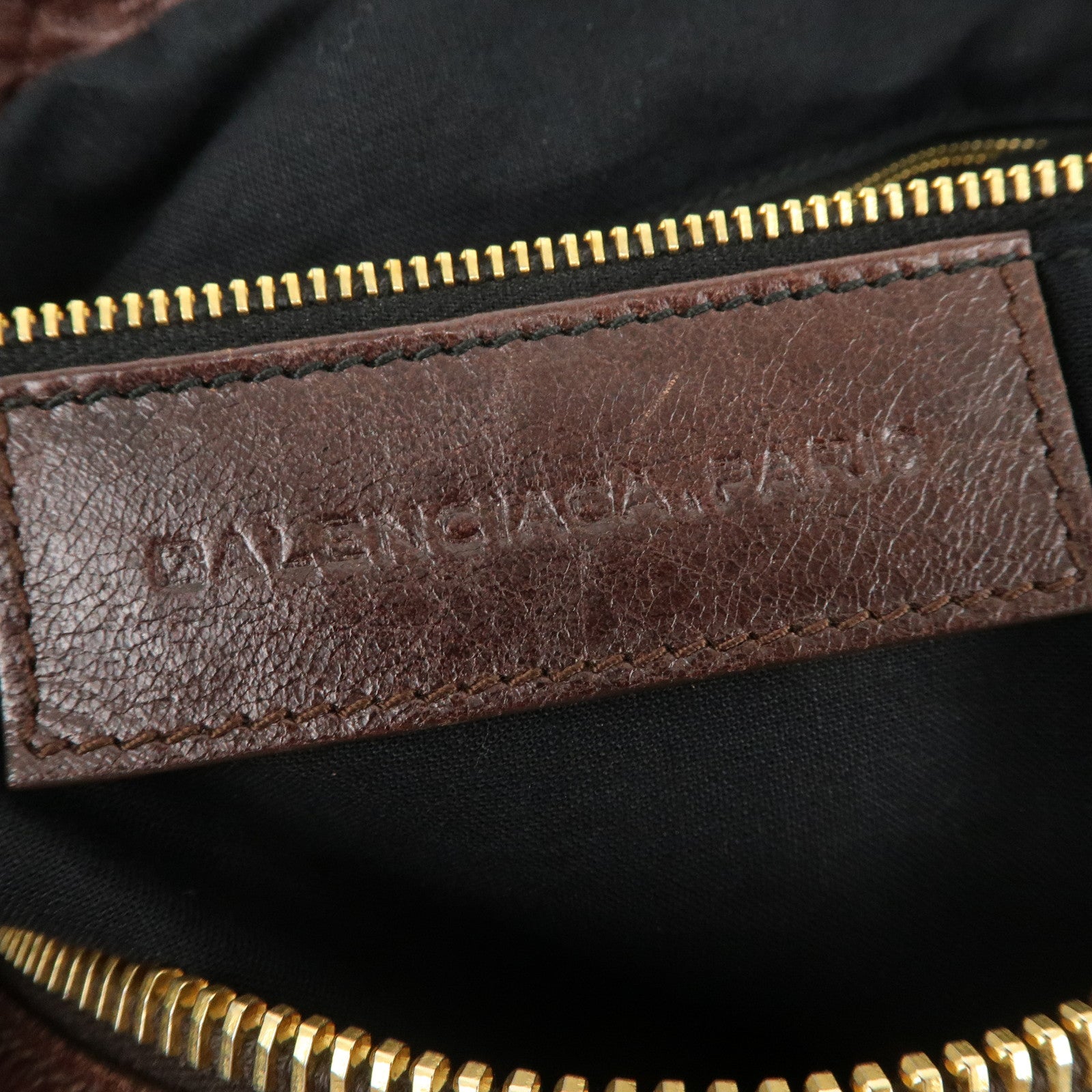 BALENCIAGA Leather Shoulder Bag Brown 497717