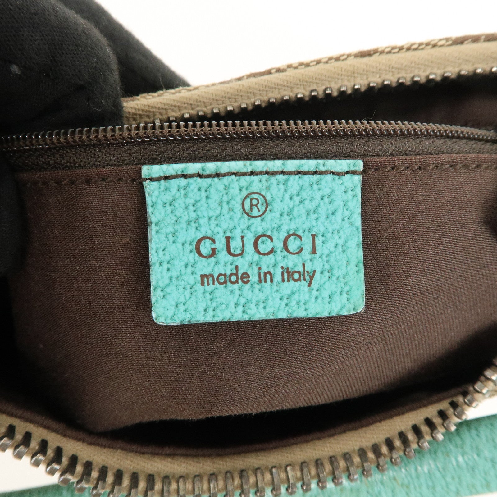 GUCCI GG Canvas Leather Shoulder Bag Beige Turquoise 115002