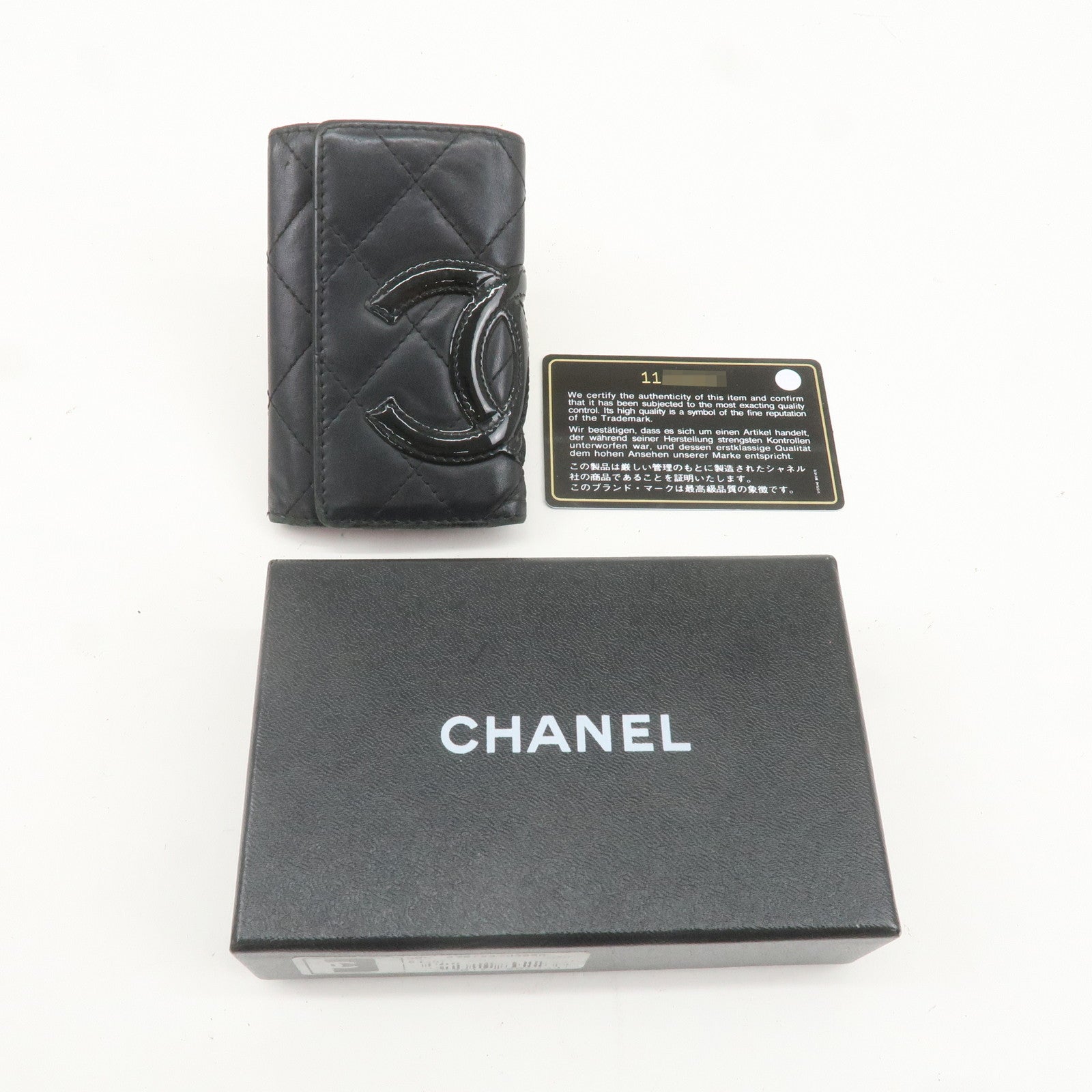 CHANEL Set of 2 Lamb Skin Caviar Skin 6 Hook Key Case BlackUsed F/S