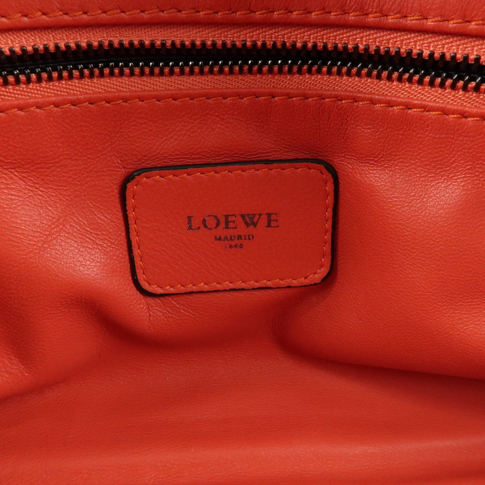 LOEWE Anagram Leather Amazona 28 Hand Bag Orange Bordeaux Pink Used