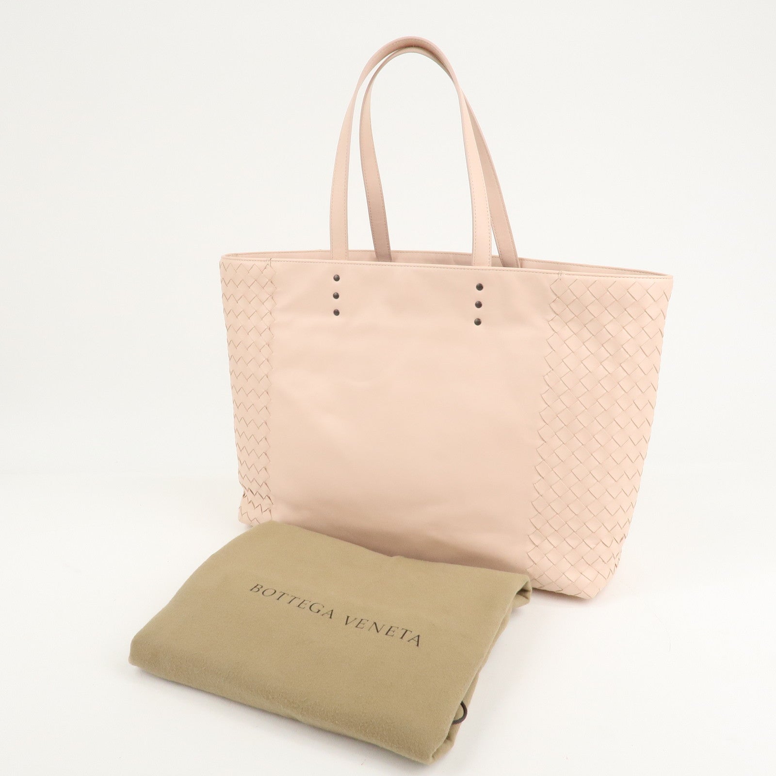 BOTTEGA VENETA Intrecciato Leather Tote Bag Mallow Pink 386812