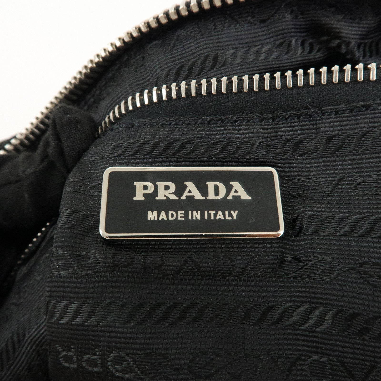 PRADA Leather Shoulder Bag Hand Bag Black Silver Hardware Used