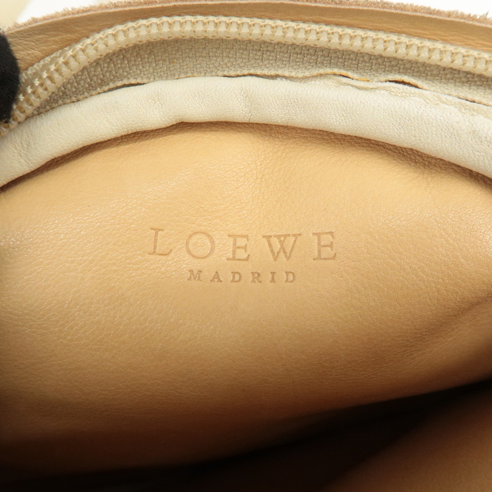 LOEWE Anagram Suede Leather Shoulder Bag Beige Ivory Used