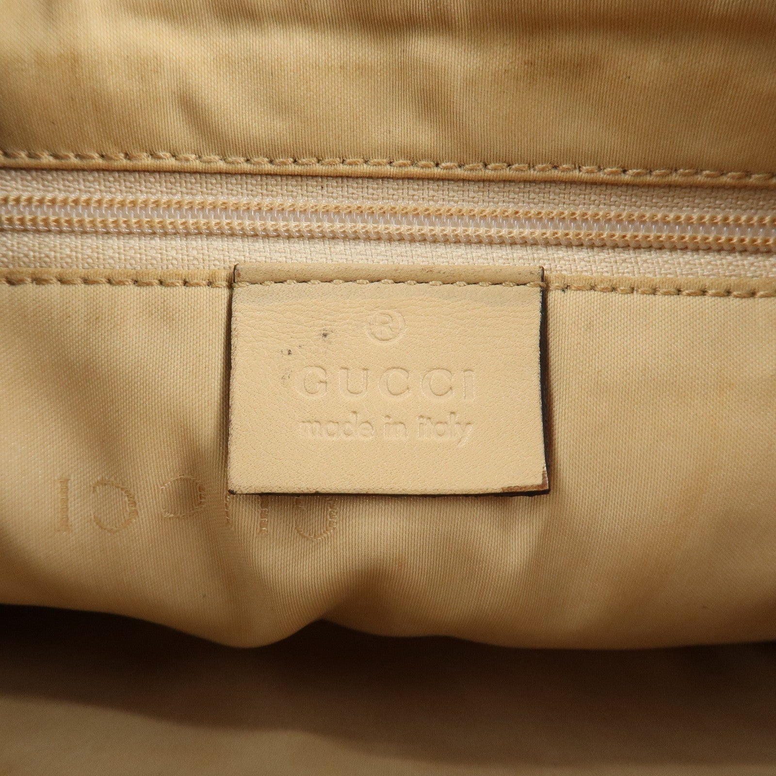 GUCCI Bamboo Leather Shoulder Bag Beige 001.3865 Used