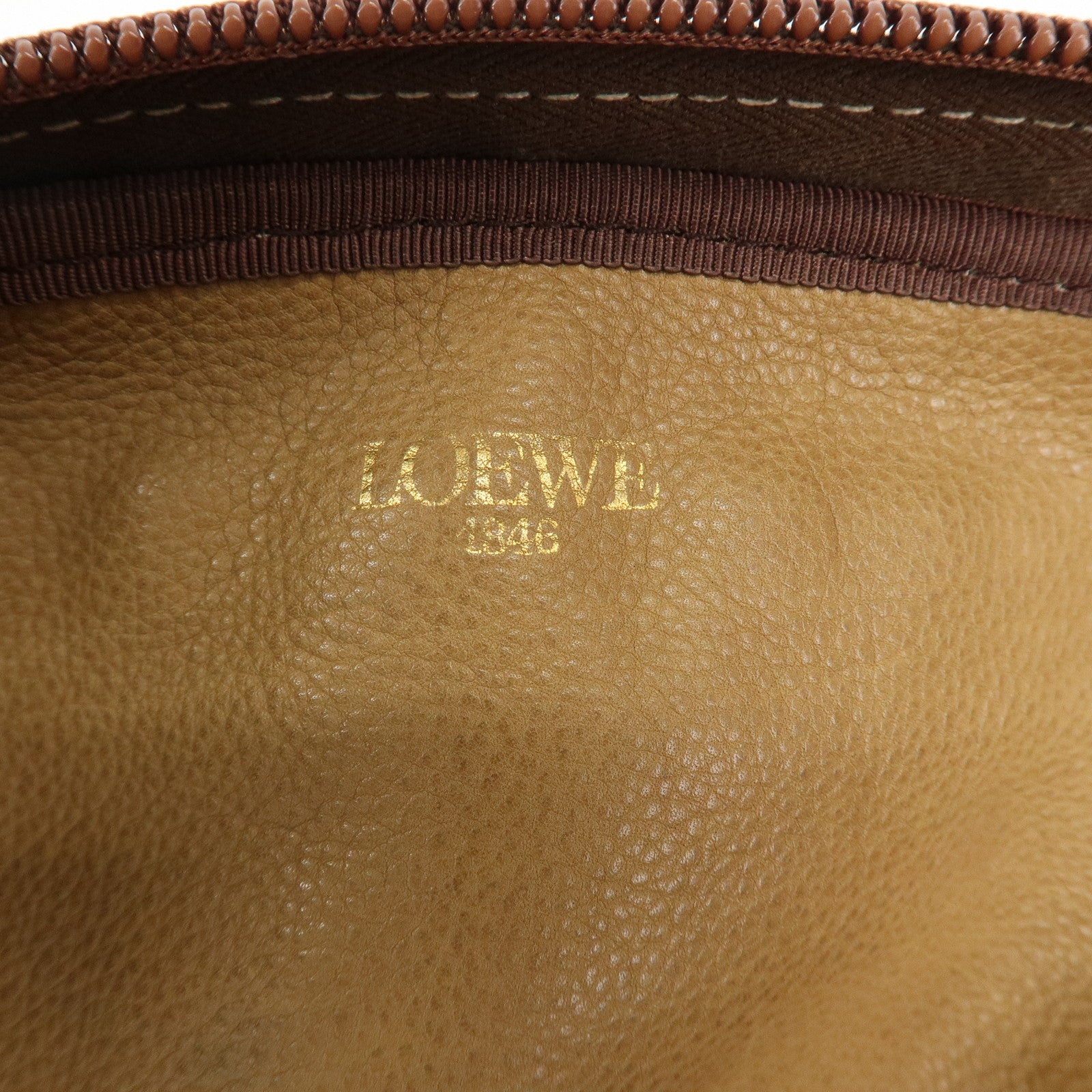 LOEWE Anagram Suede Leather Shoulder Bag Brown Gold Hardware Used