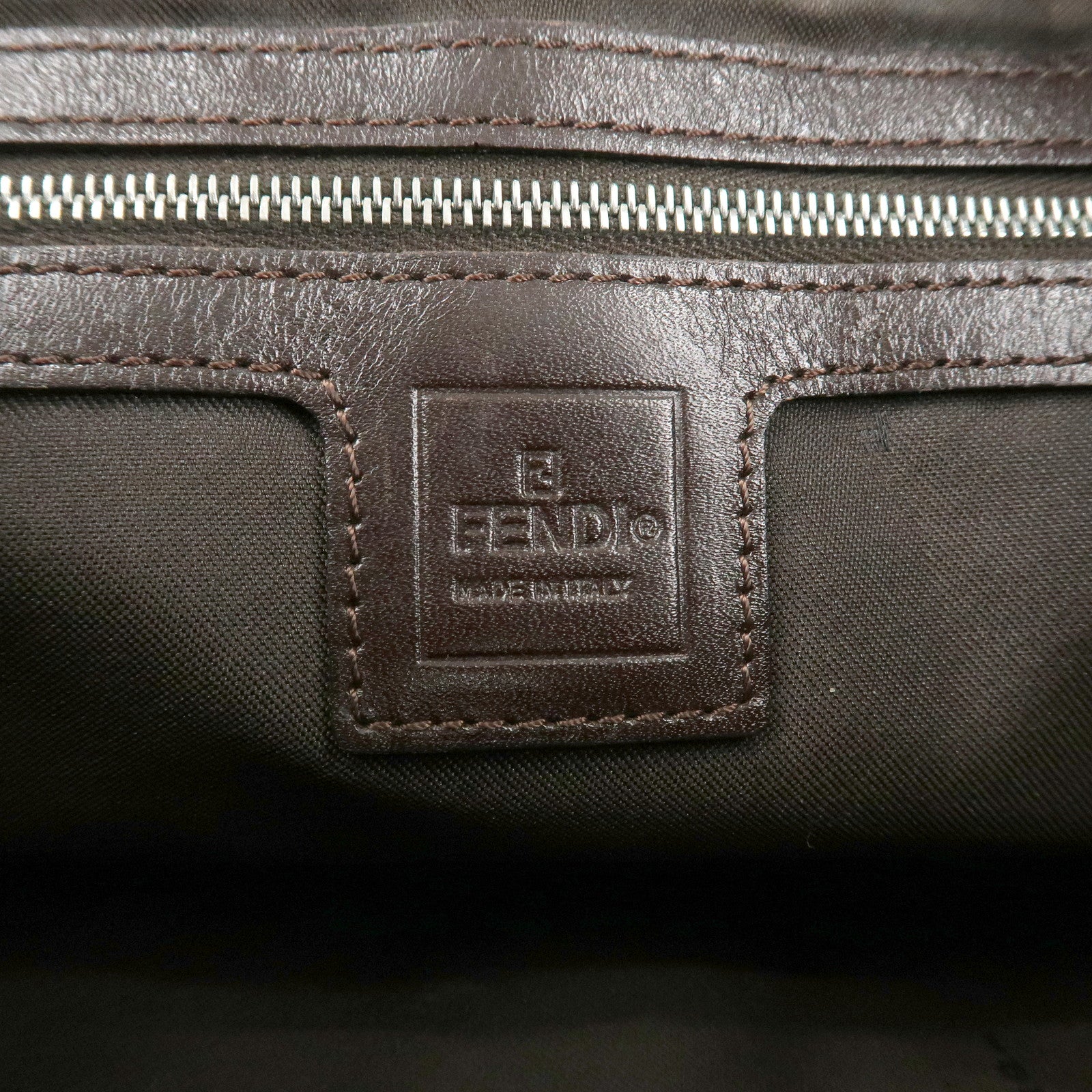 FENDI Mamma Baguette Zucca Canvas Leather Shoulder Bag 26325 Used