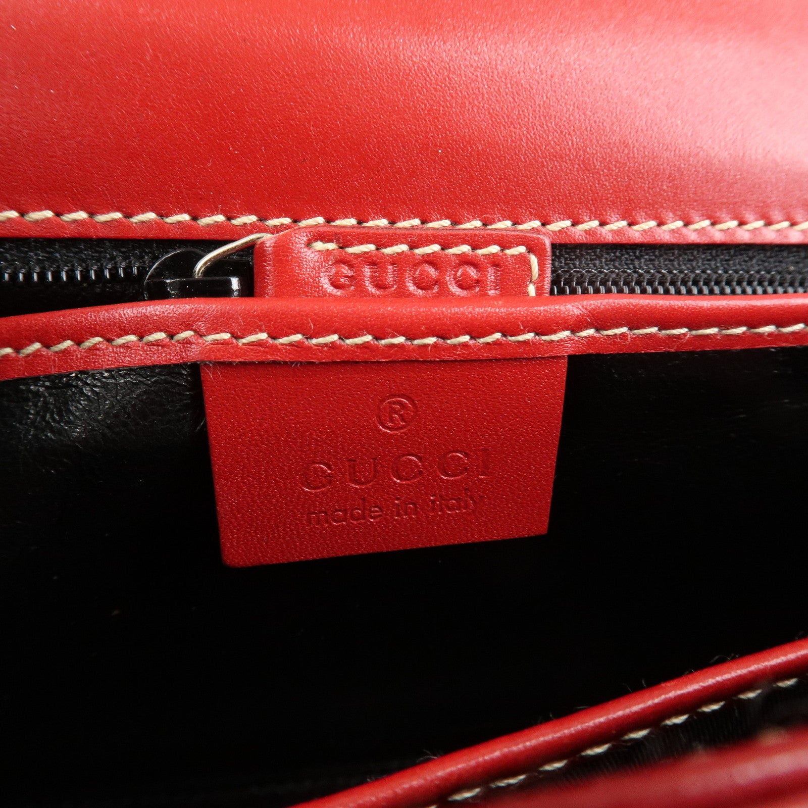 GUCCI Leather One Shoulder Bag Hand Bag Red 001.4214 Used