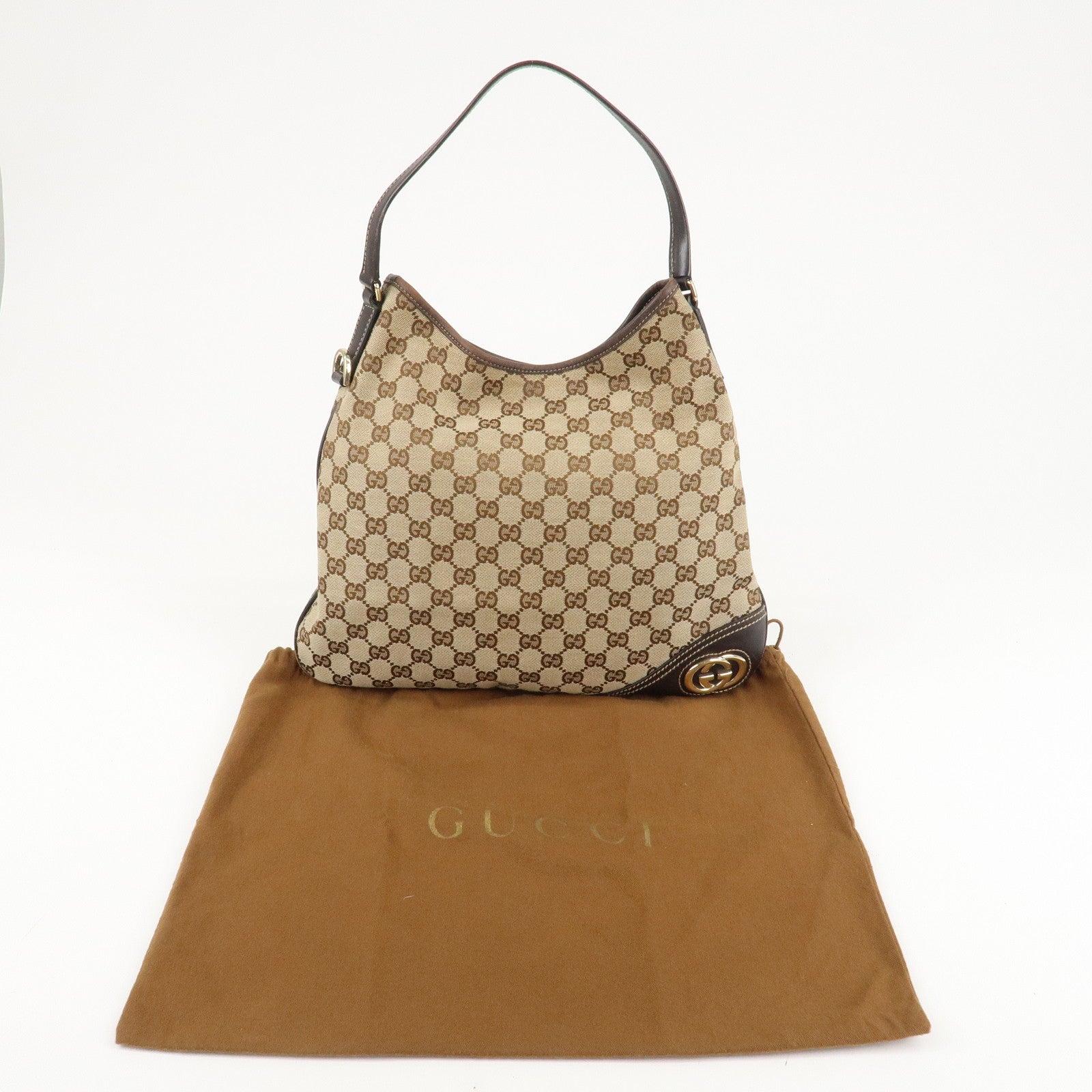 GUCCI Interlocking G GG Canvas Leather Shoulder Bag 169947 Used