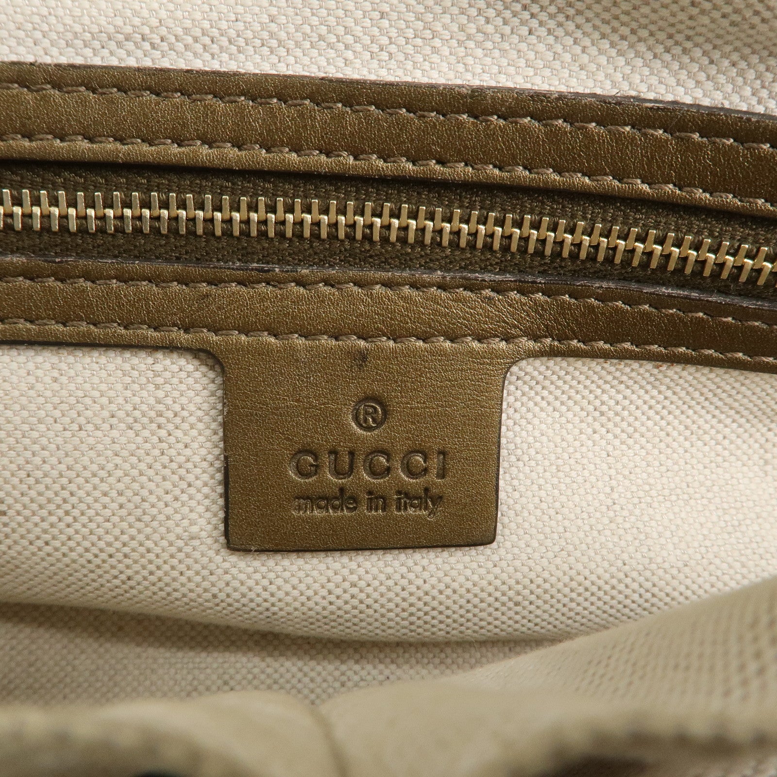 GUCCI Heartbit GG Canvas Leather 2Way Hand Bag Beige Bronze 269955 Used