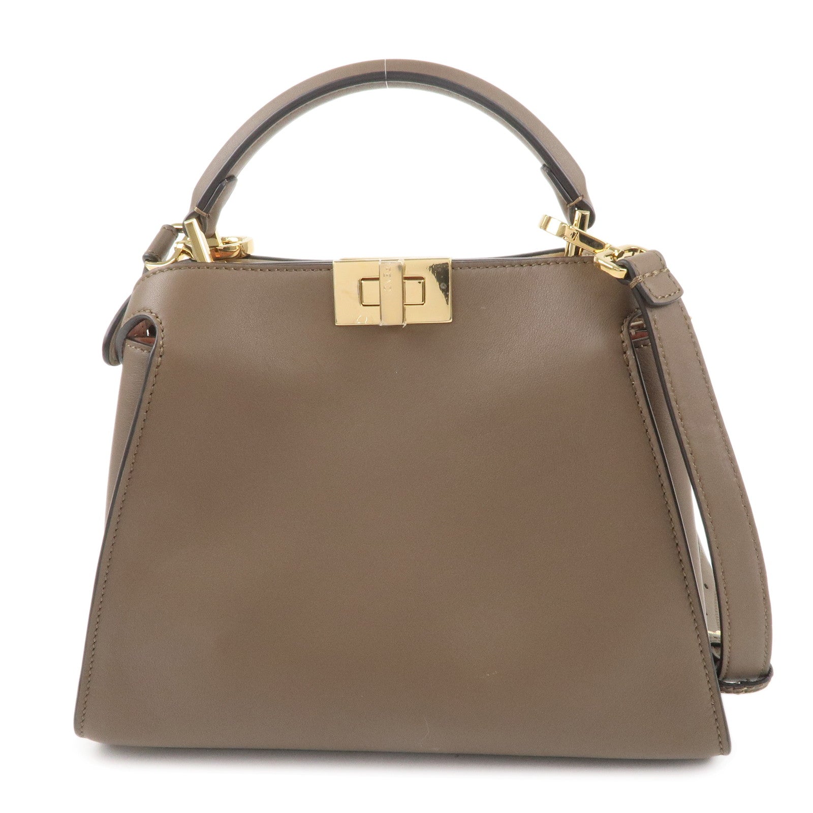 FENDI Leather Peekaboo Iconic Essentially 2Way Bag Brown 8BN302 Used