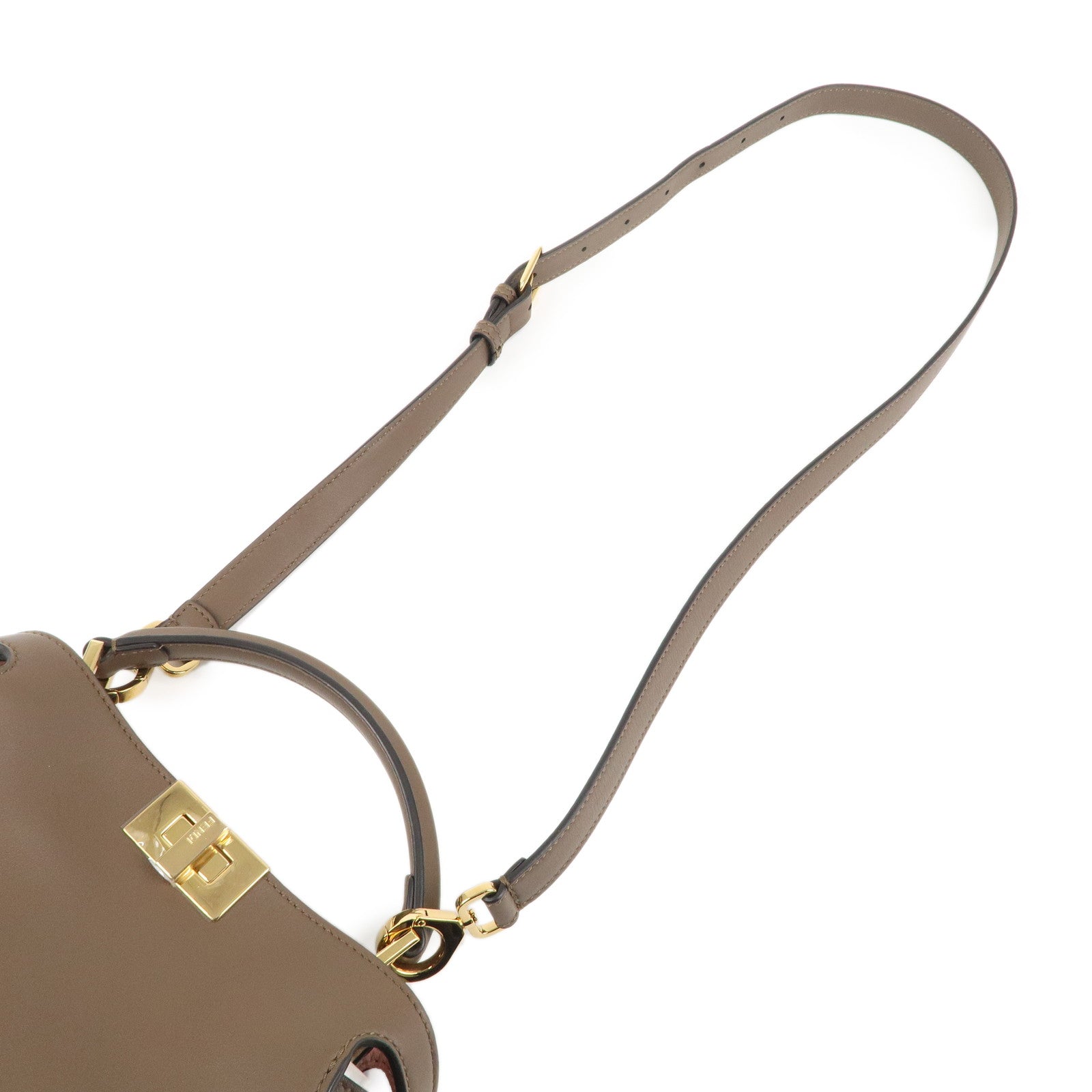 FENDI Leather Peekaboo Iconic Essentially 2Way Bag Brown 8BN302