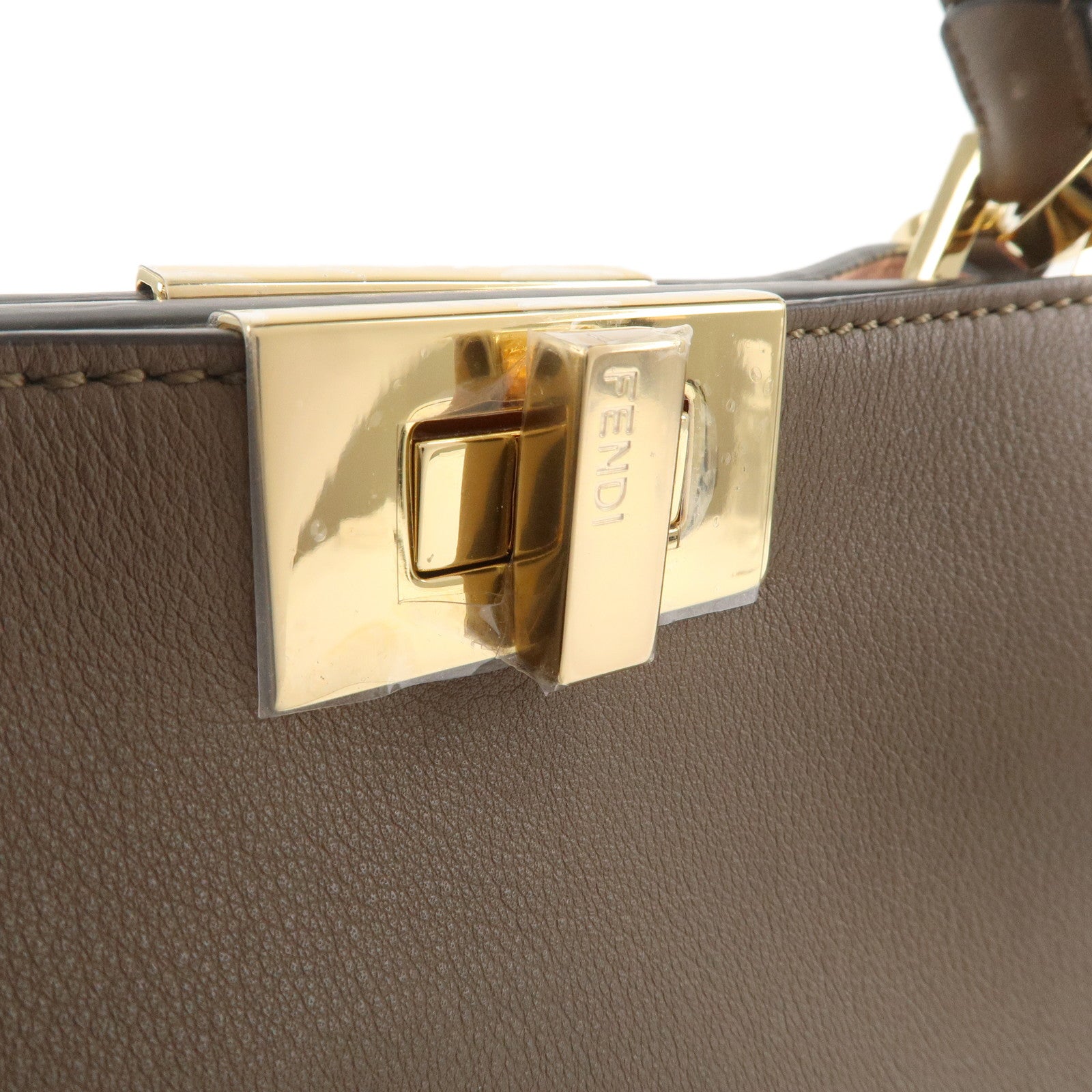 FENDI Leather Peekaboo Iconic Essentially 2Way Bag Brown 8BN302