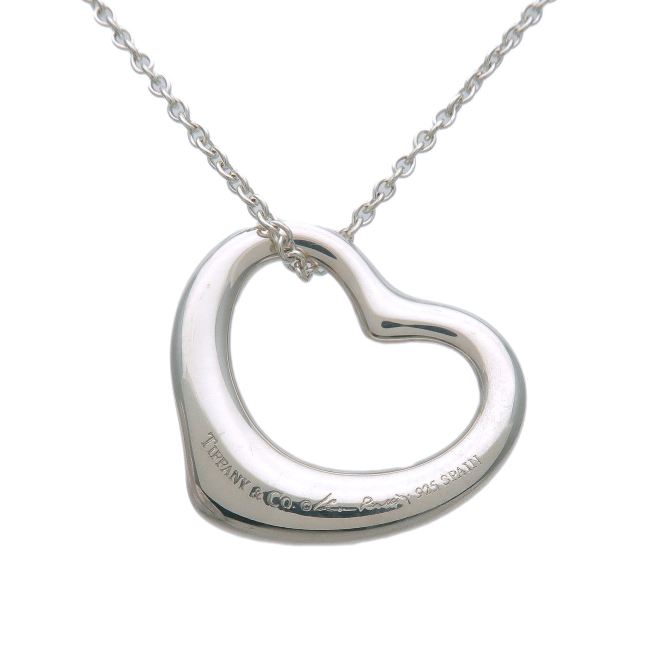 Tiffany&Co. Open Heart Necklace 1P Diamond Medium SV 925 Silver