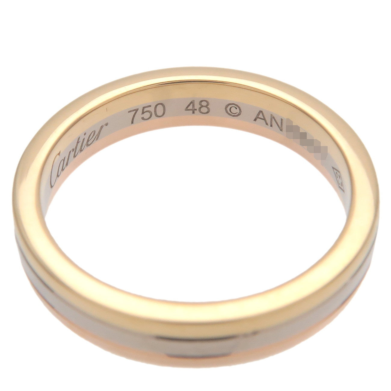 Cartier Vendome Three Color Ring K18 750YG/WG/PG #48 US4.5-5