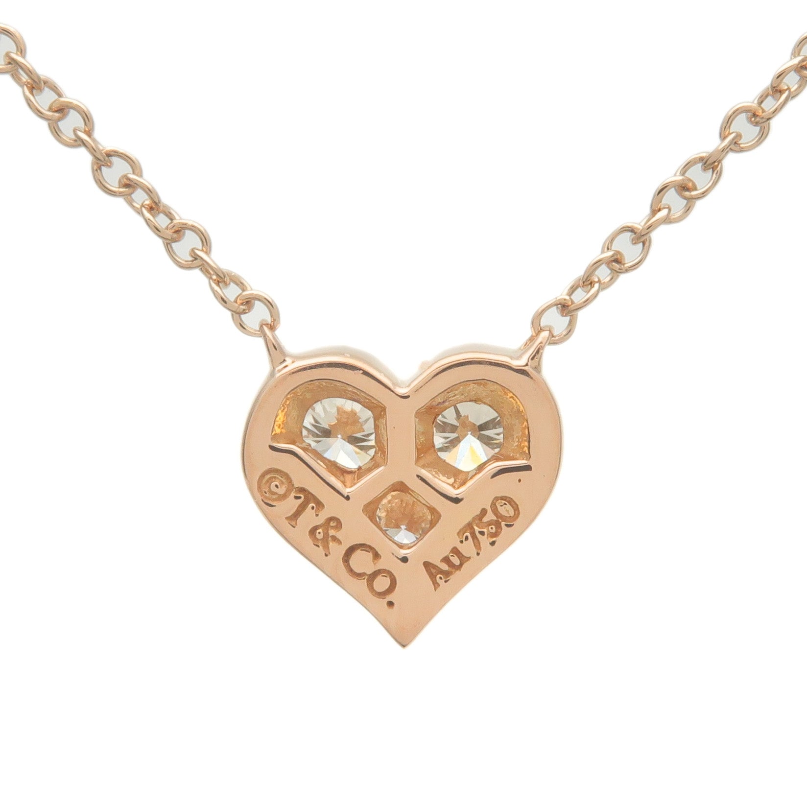 Tiffany&Co. Sentimental Heart 3P Diamond Necklace K18 Rose Gold