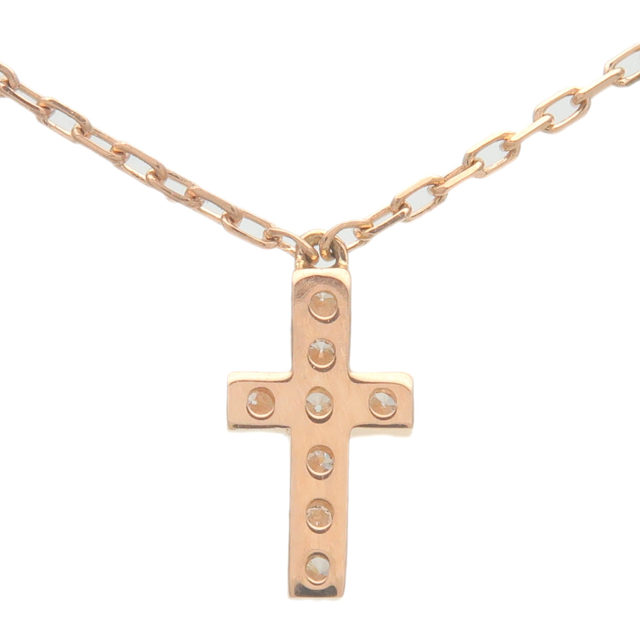 AHKAH Cross 8P Diamond Necklace 0.05ct K18 750PG Rose Gold