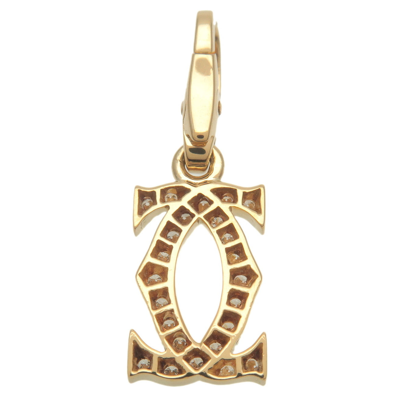 Cartier 2C Diamond Necklace Charm K18YG 750YG Yellow Gold