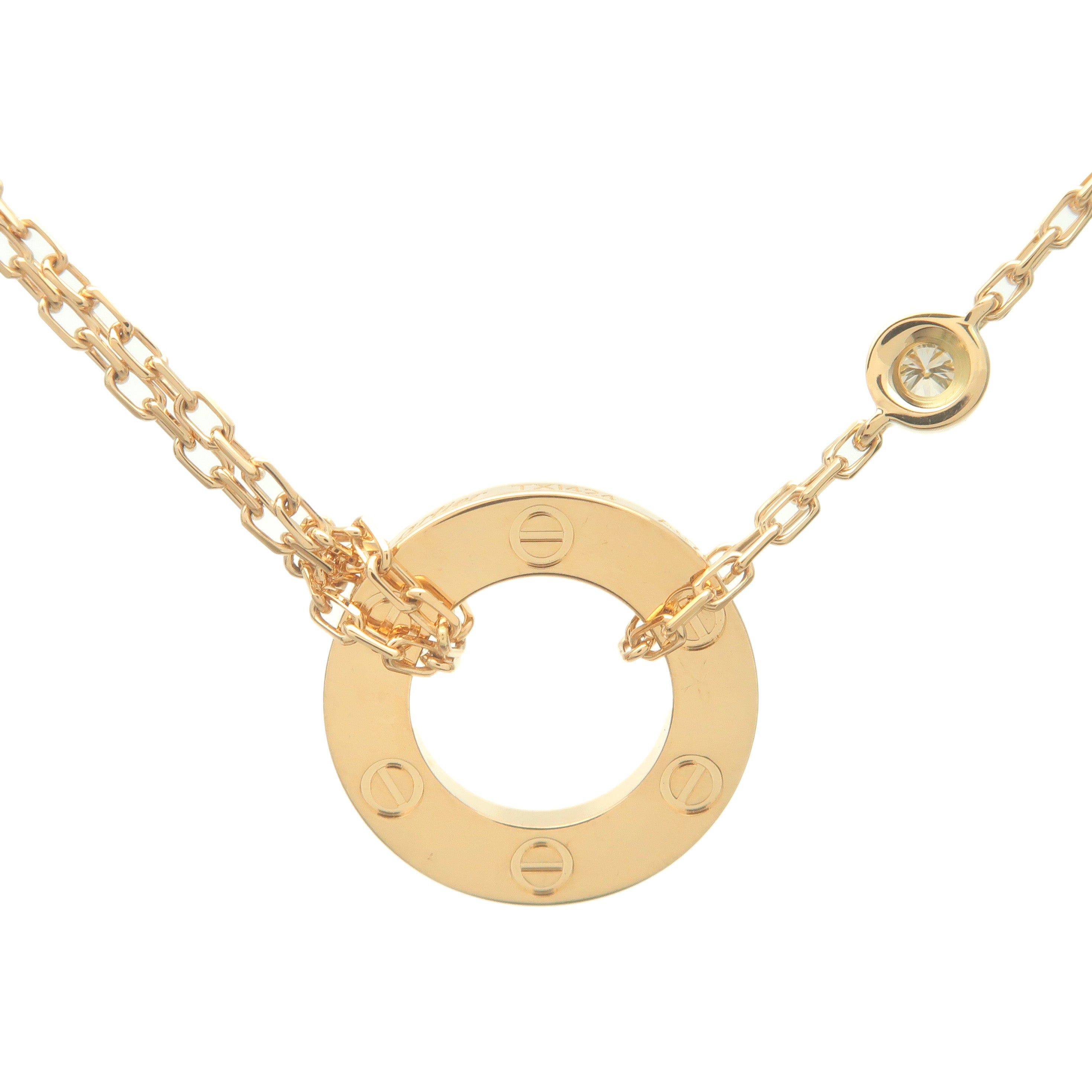 Cartier Love Circle 2P Diamond Necklace K18 750YG Yellow Gold