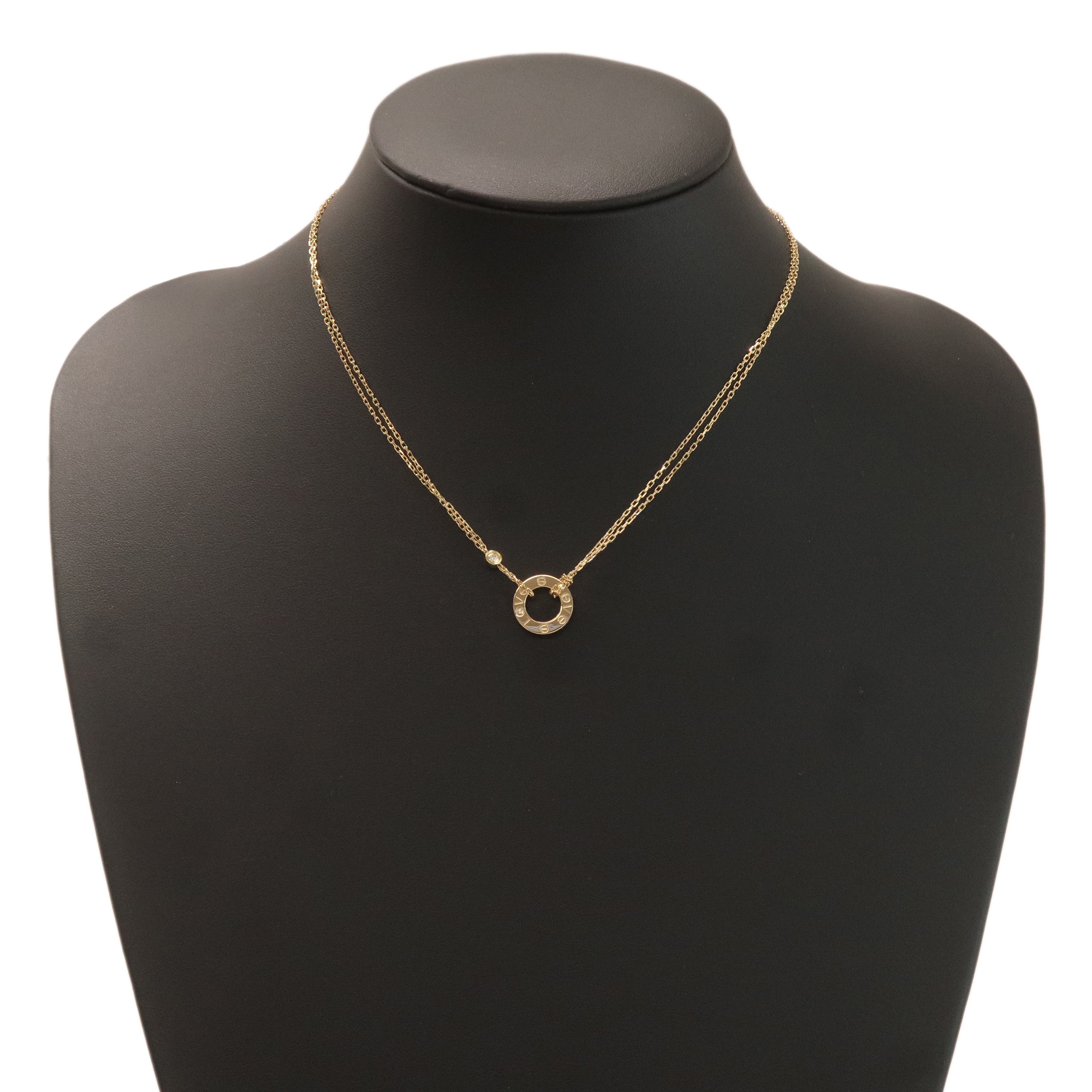 Cartier Love Circle 2P Diamond Necklace K18 750YG Yellow Gold