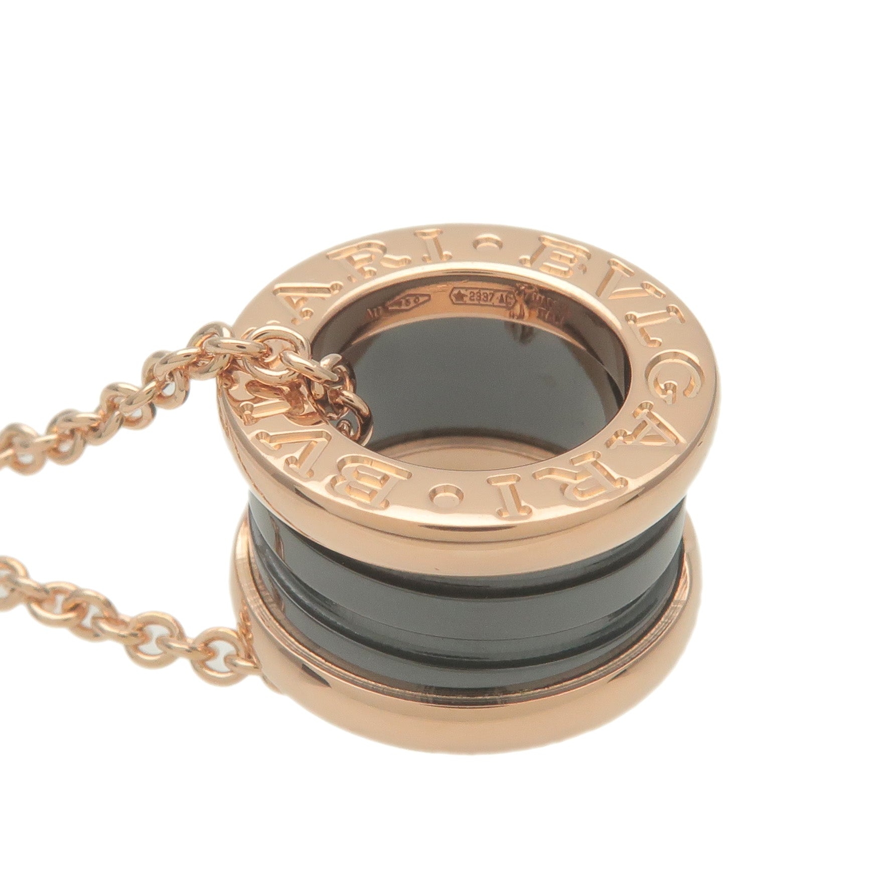 BVLGARI B-zero1 Necklace Black Ceramic K18 750PG Rose Gold