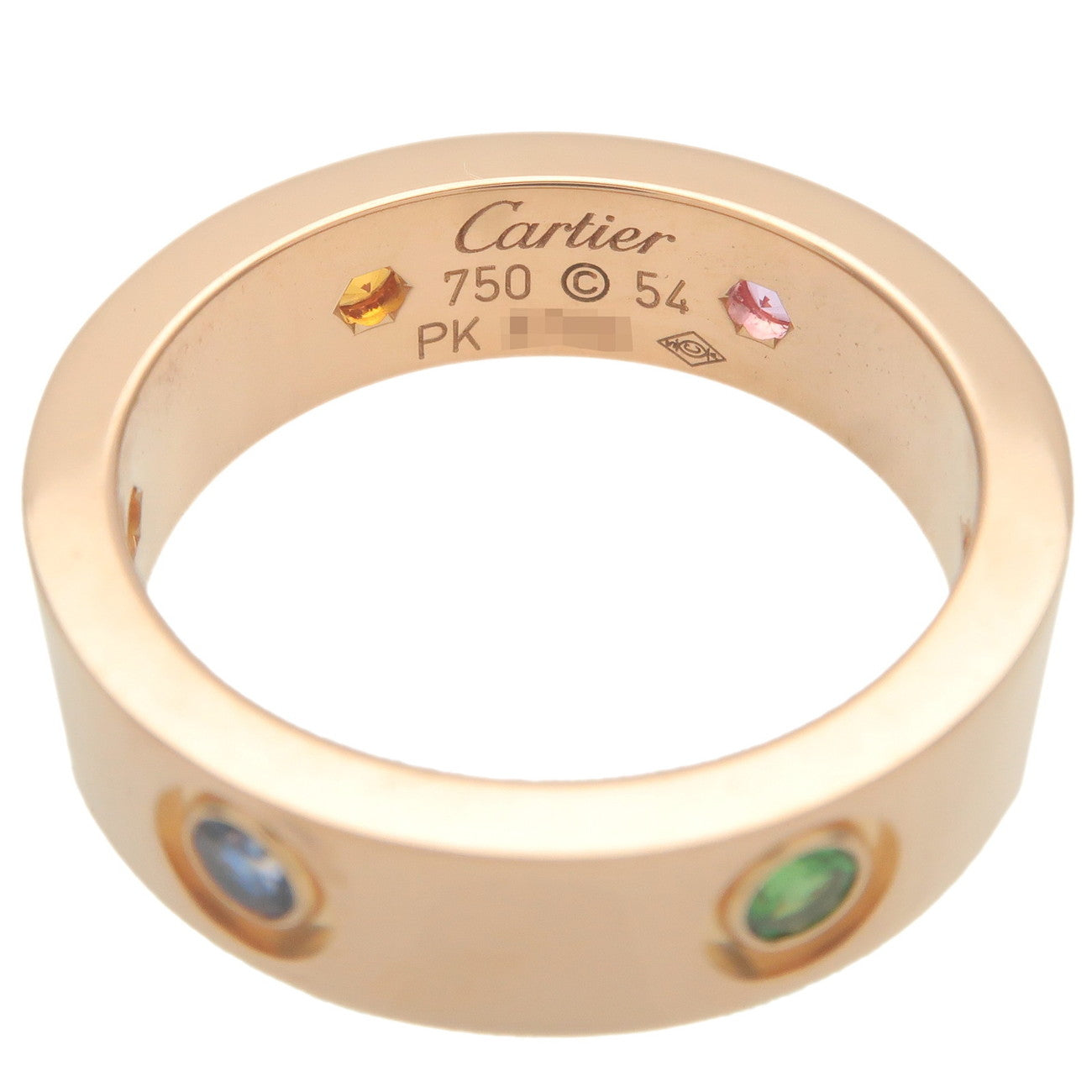 Cartier Love Ring Multi Color Stone #54 K18PG 750PG Rose Gold