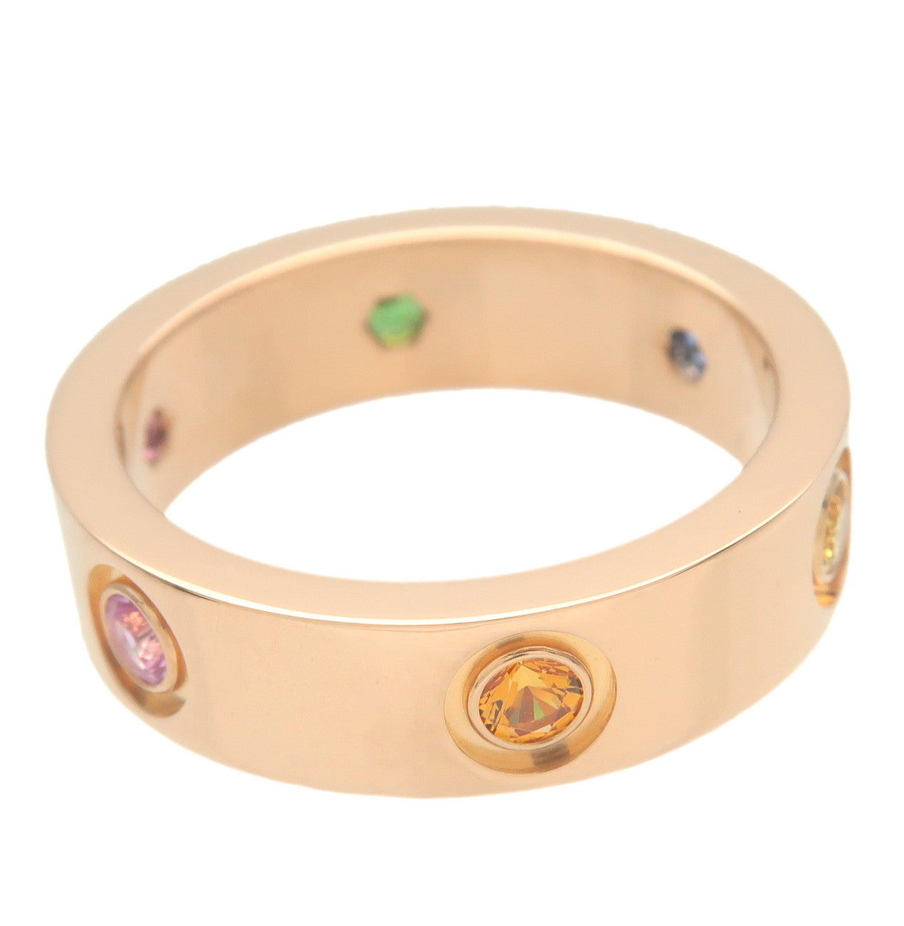 Cartier Love Ring Multi Color Stone #54 K18PG 750PG Rose Gold