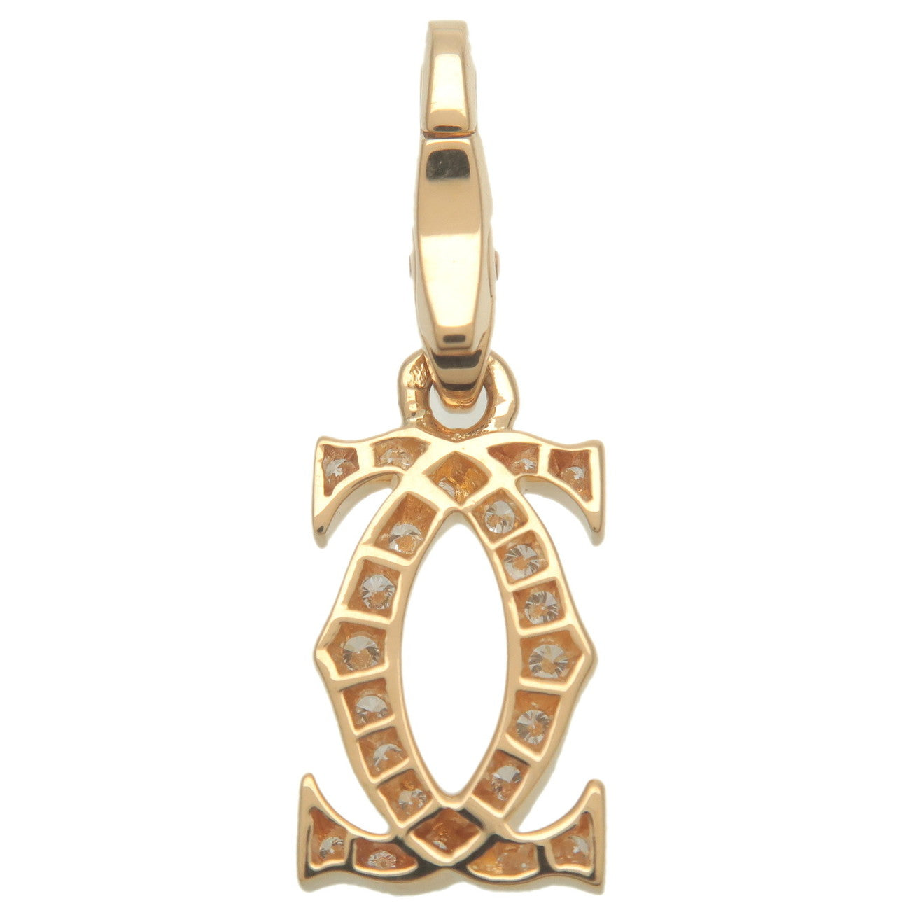 Cartier 2C Diamond Necklace Charm K18YG 750YG Yellow Gold