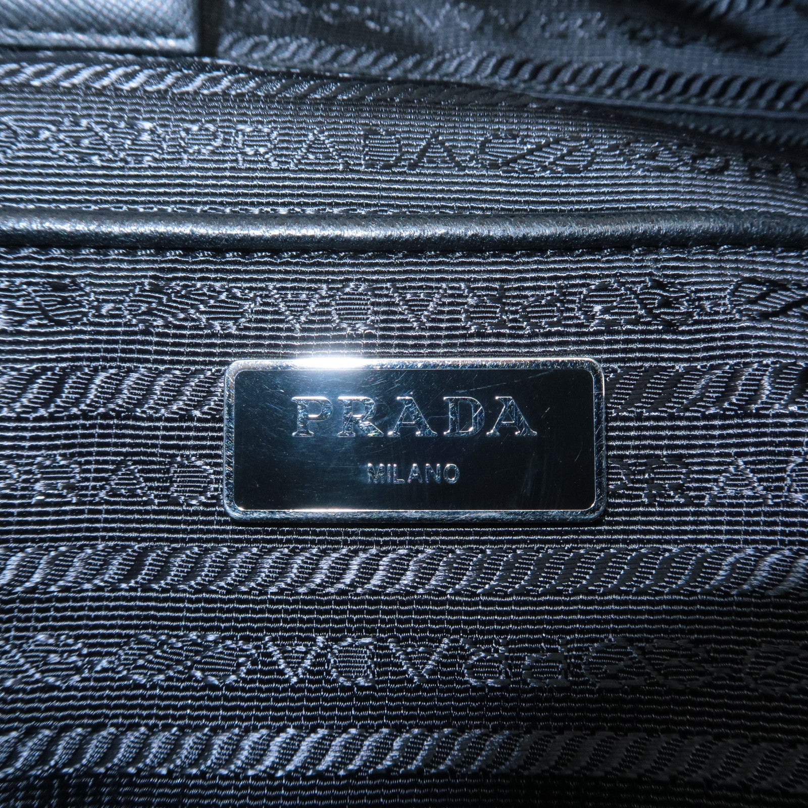 PRADA Logo Nylon Leather Back Pack NERO Black BZ0032