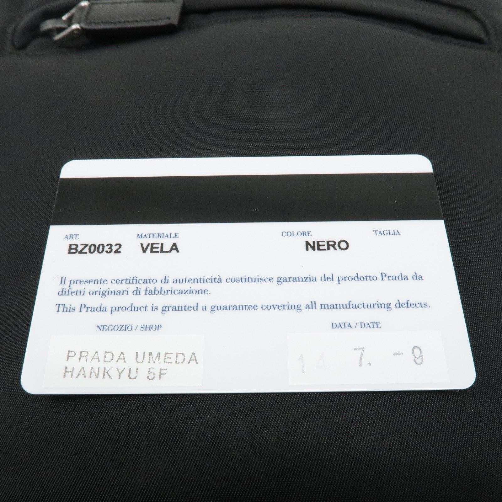 PRADA Logo Nylon Leather Back Pack NERO Black BZ0032