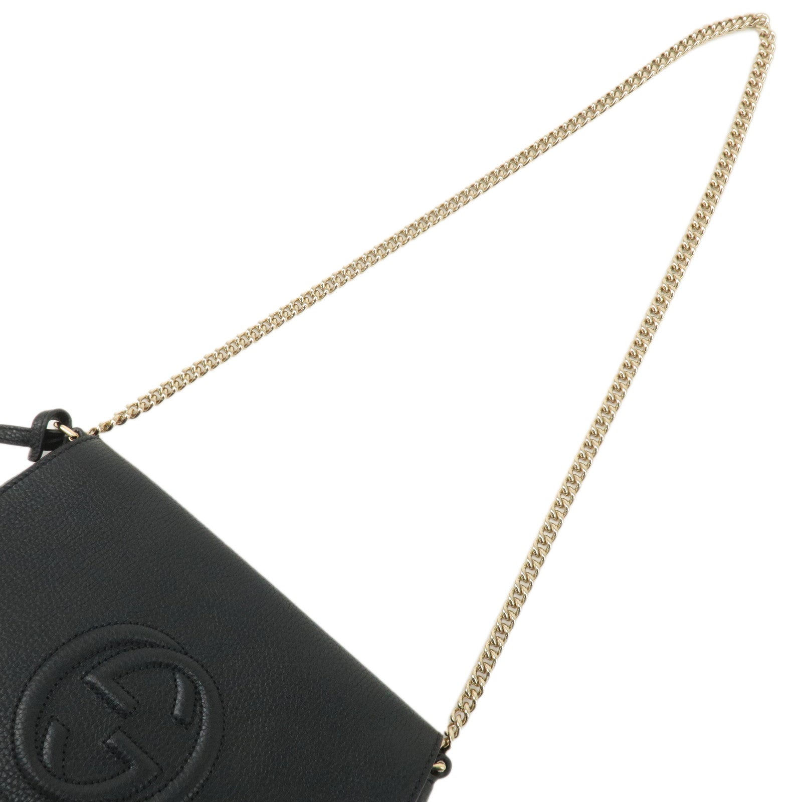 GUCCI SOHO Leather Chain Shoulder Bag Black 536224