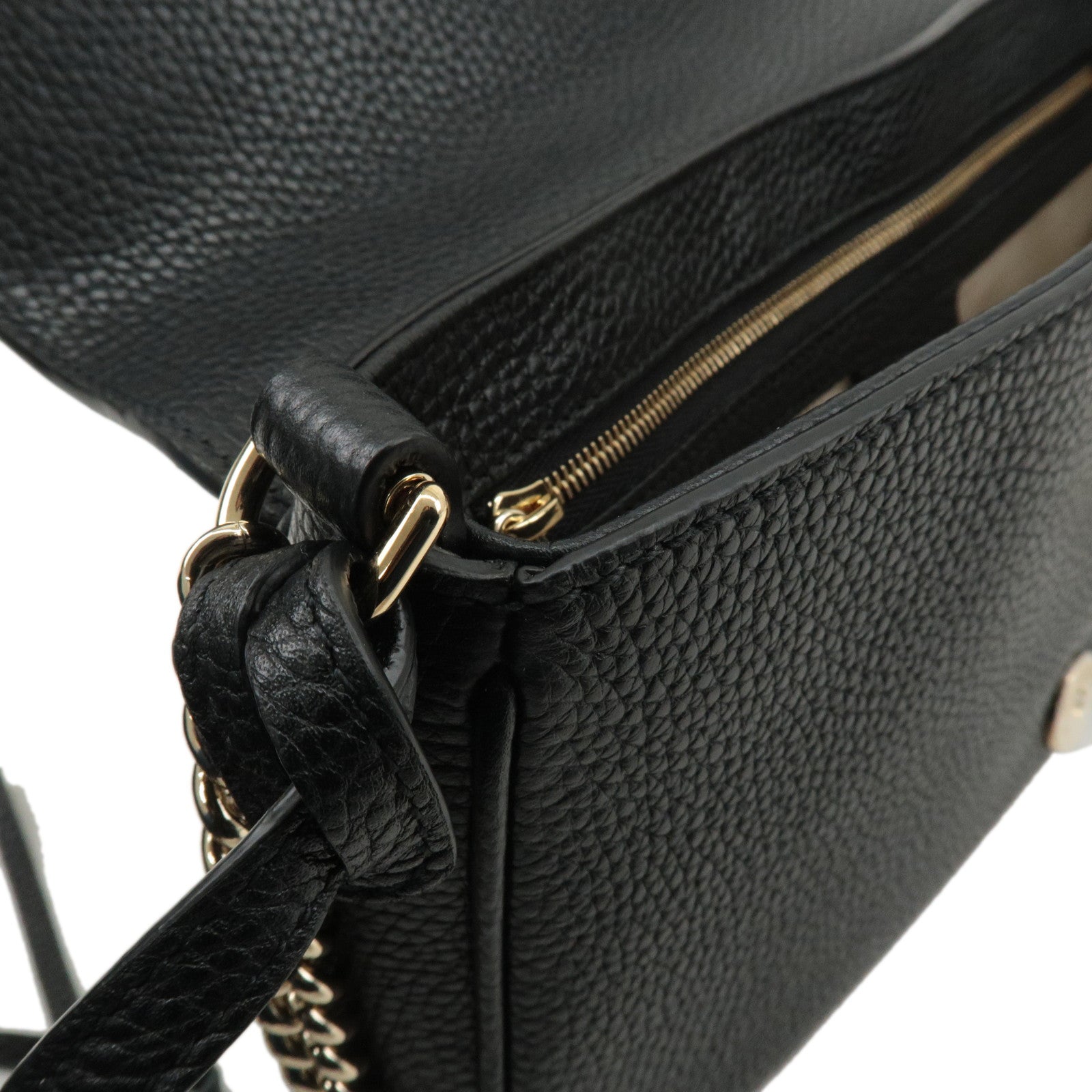 GUCCI SOHO Leather Chain Shoulder Bag Black 536224