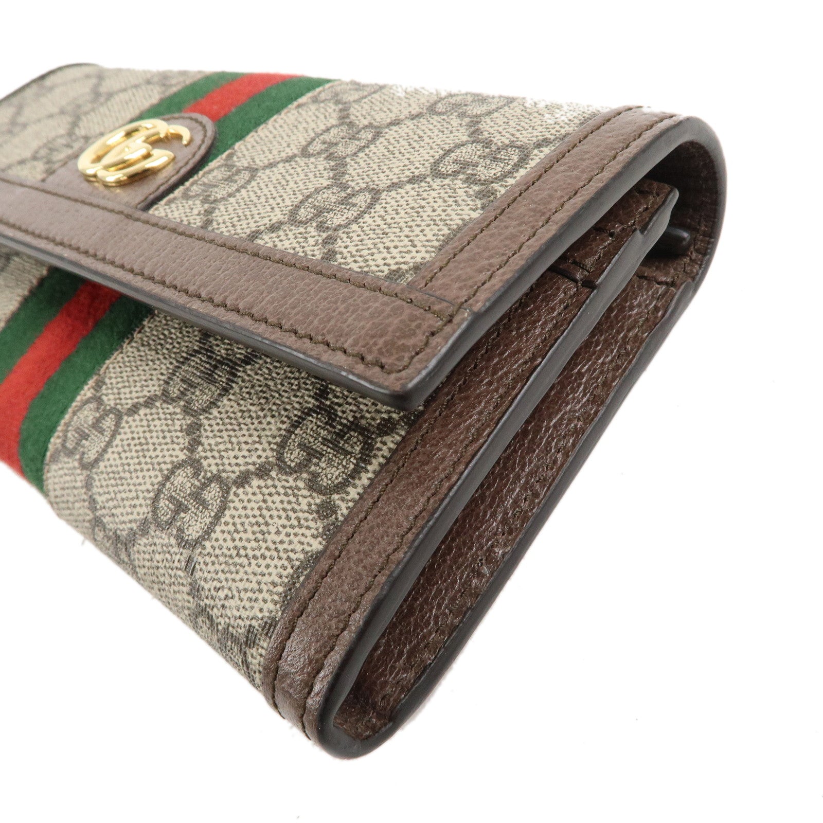 GUCCI Ophidia Sherry GG Canvas Leather Long Wallet Beige 523153