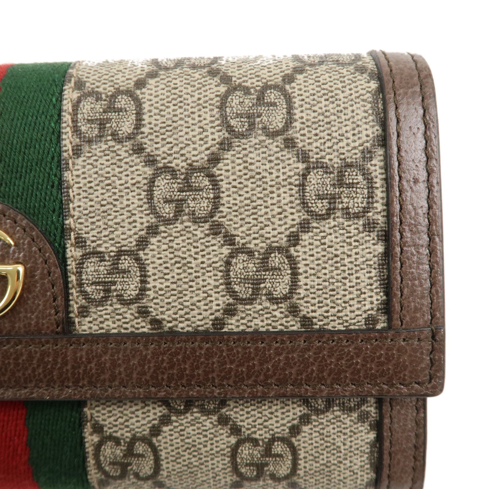 GUCCI Ophidia Sherry GG Canvas Leather Long Wallet Beige 523153