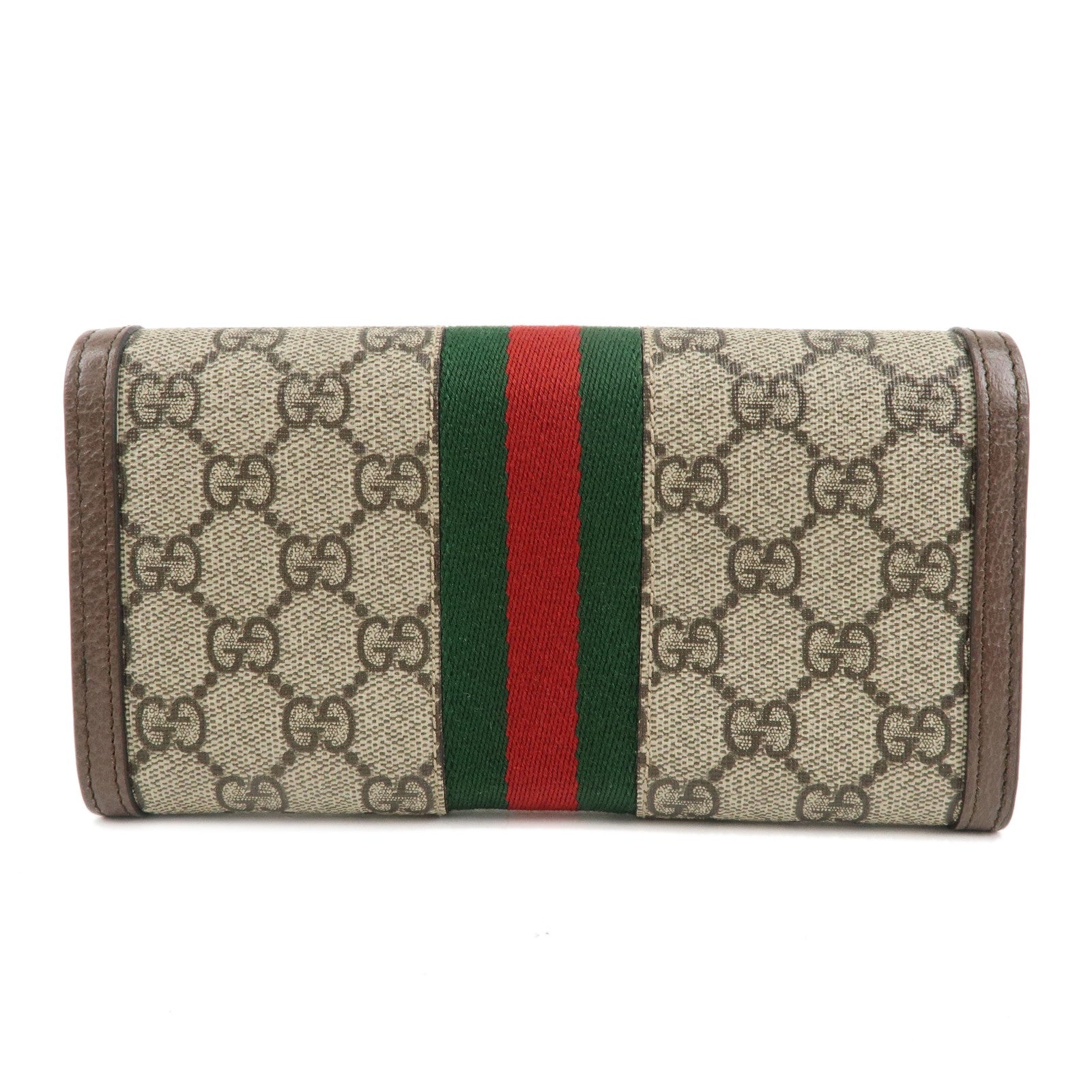 GUCCI Ophidia Sherry GG Canvas Leather Long Wallet Beige 523153