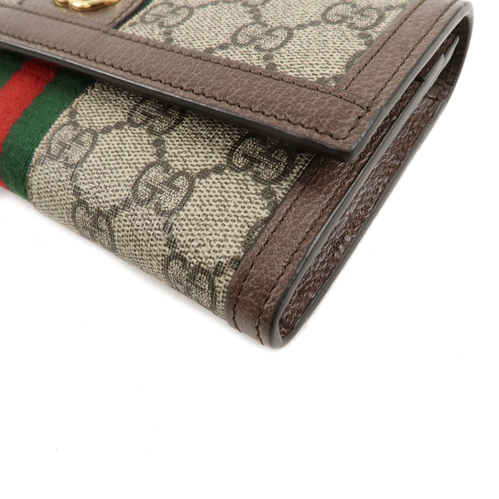 GUCCI Ophidia Sherry GG Canvas Leather Long Wallet Beige 523153