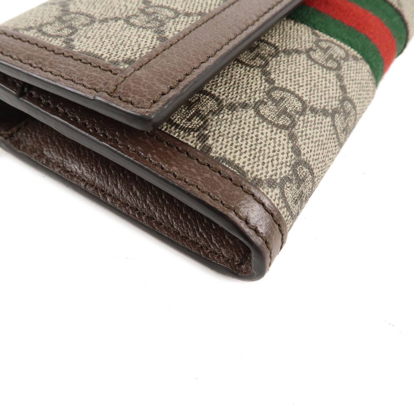 GUCCI Ophidia Sherry GG Canvas Leather Long Wallet Beige 523153