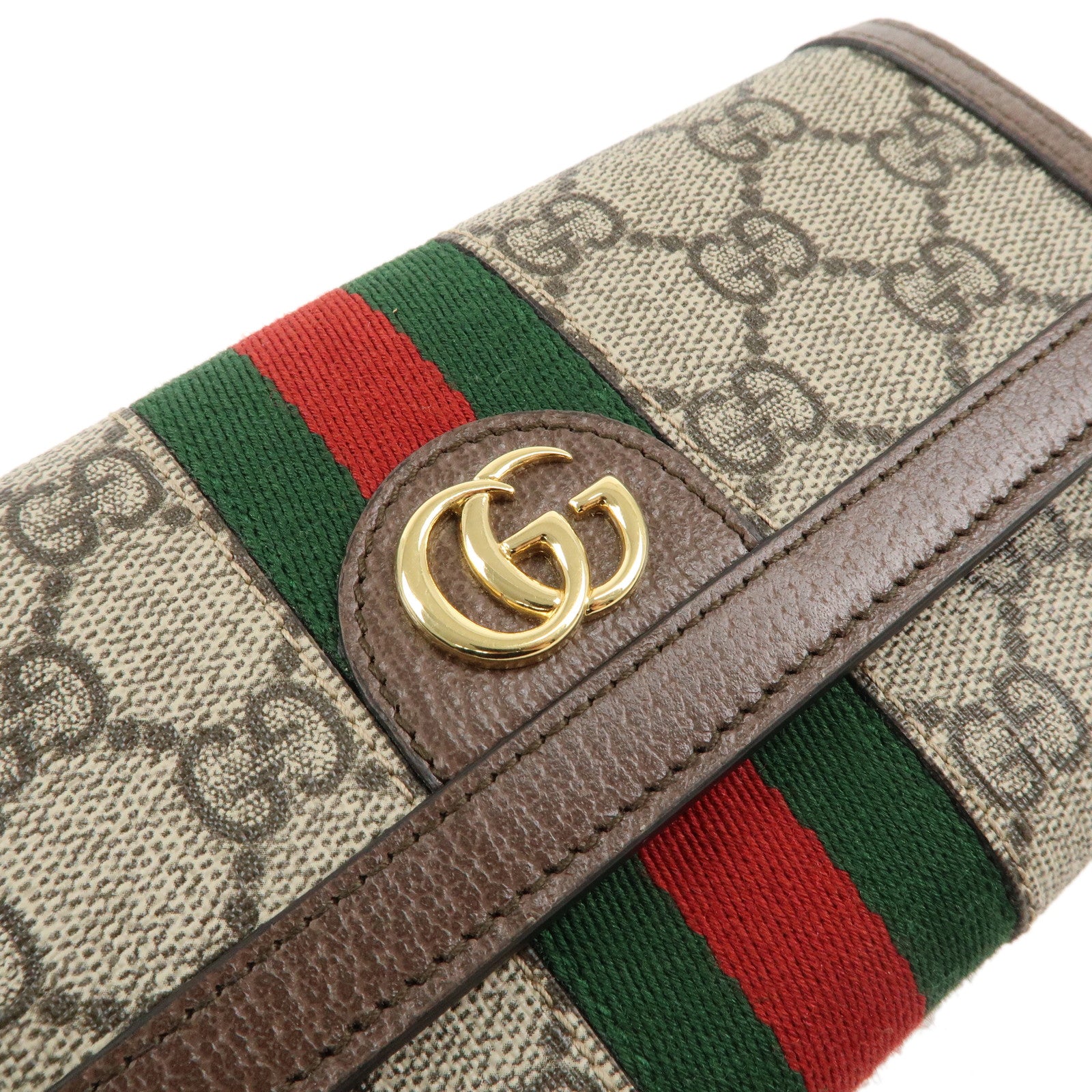 GUCCI Ophidia Sherry GG Canvas Leather Long Wallet Beige 523153