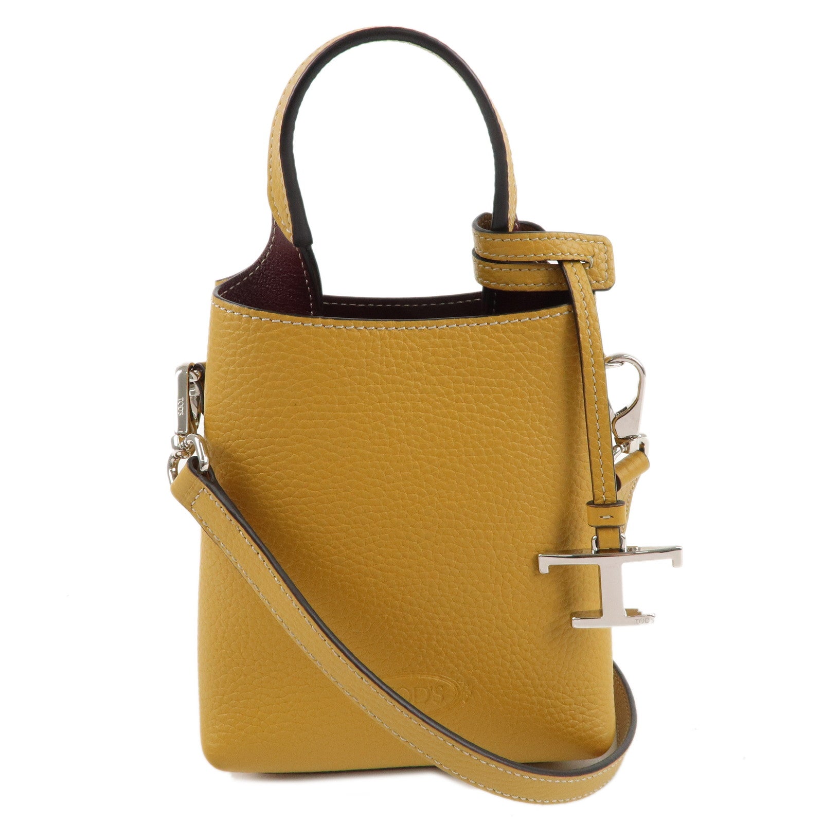 TOD
S-Timeless-2-Way-Leather-Shoulder-Bag-Yellow-Wine-Red