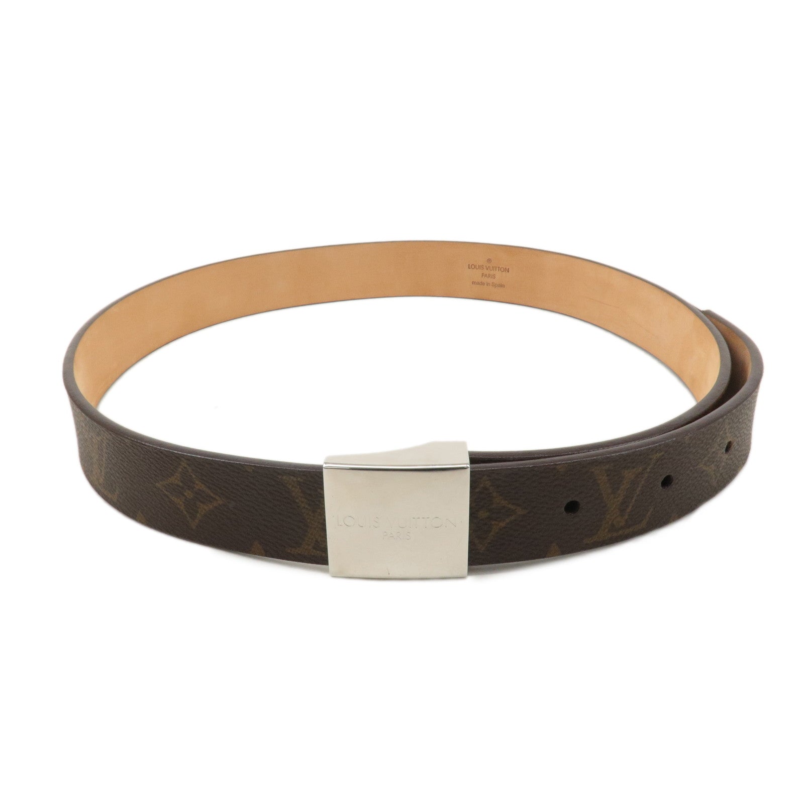 Louis-Vuitton-Monogram-Saint-tulle-Carre-Belt-85/34-Brown-M6801